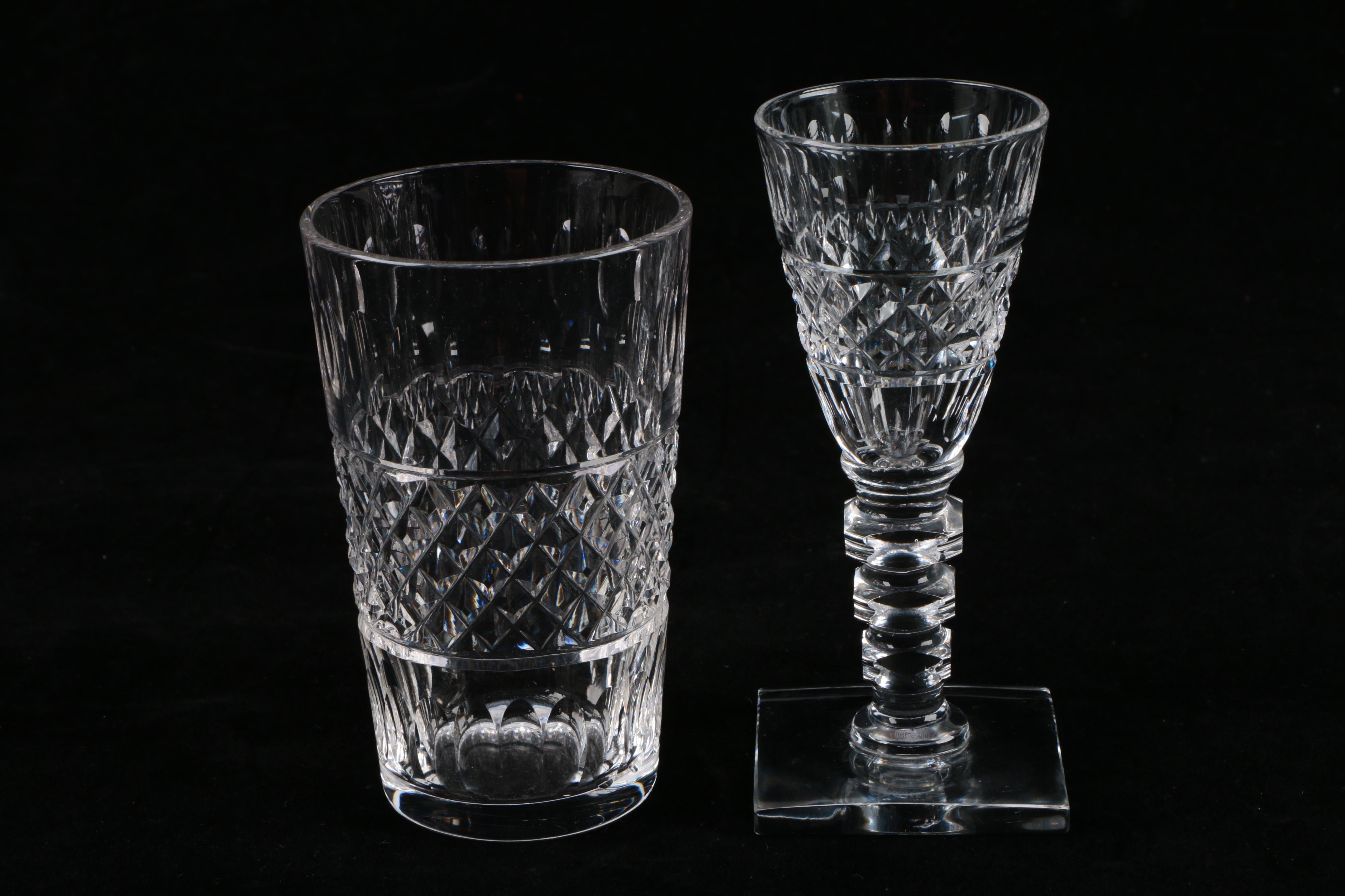 Assortment of Crystal Stem and Barware Including Hawkes