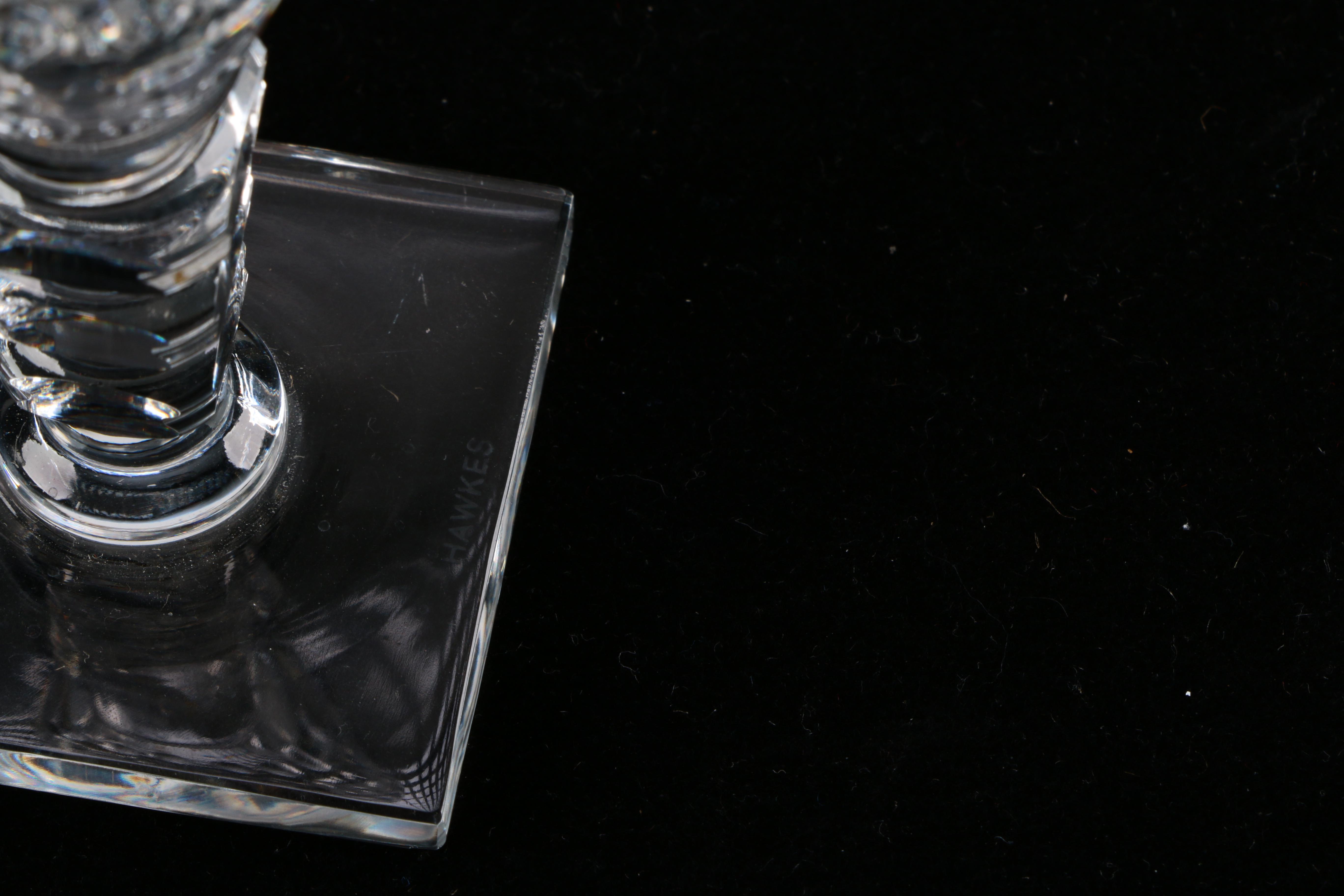 Assortment of Crystal Stem and Barware Including Hawkes