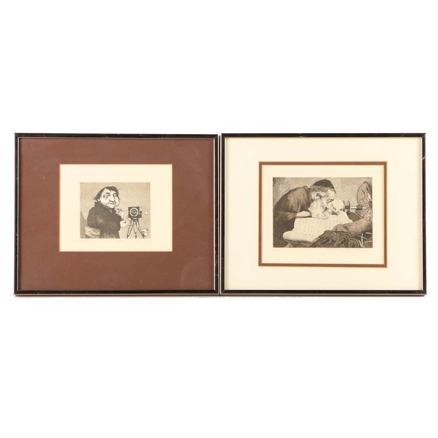 Charles Bragg Limited Edition Etchings of Rabbis
