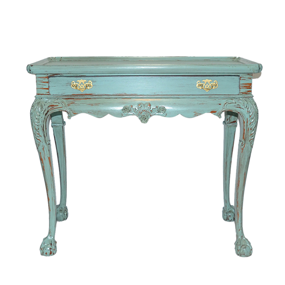 Teal-Painted Chippendale Style Sofa Table