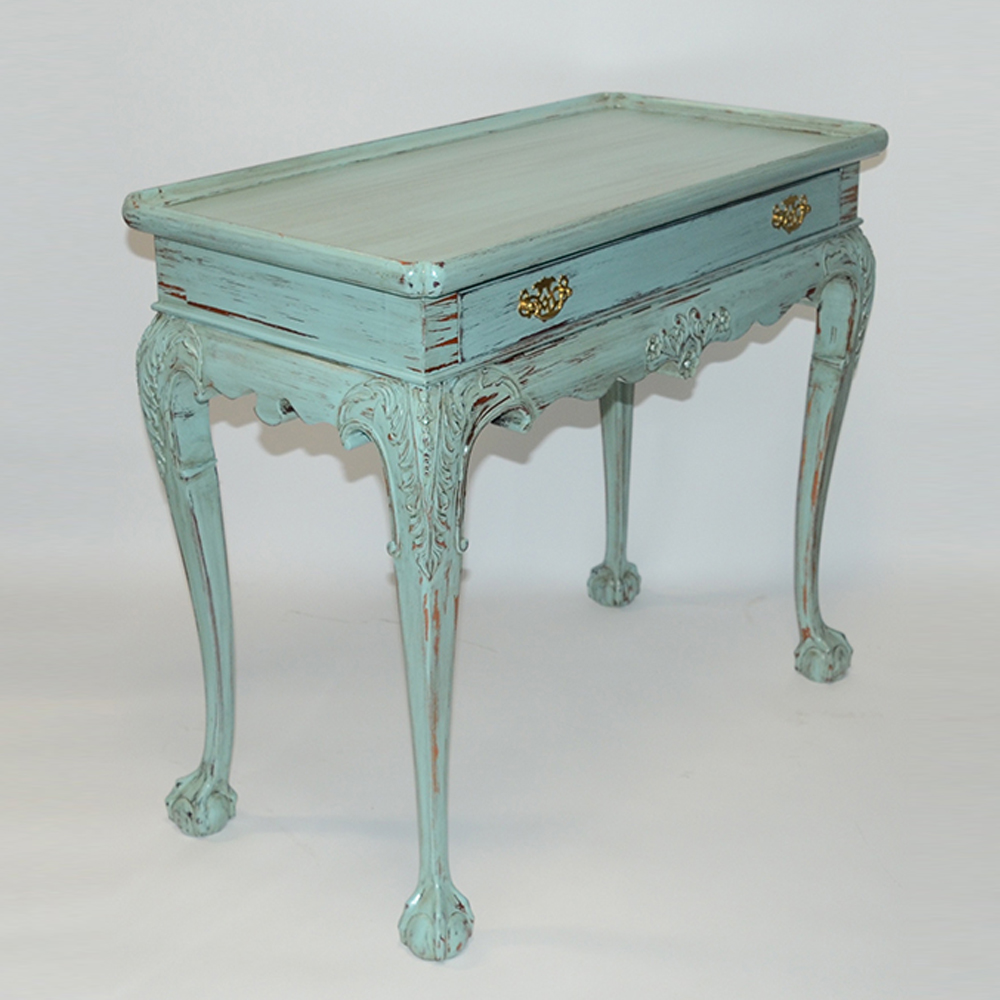 Teal-Painted Chippendale Style Sofa Table
