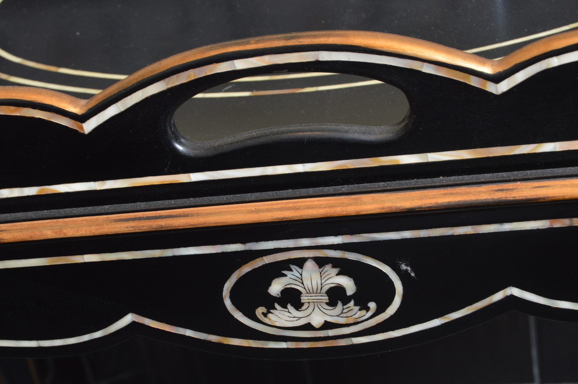 Black Butler's Tray Table with Mother of Pearl Inlays