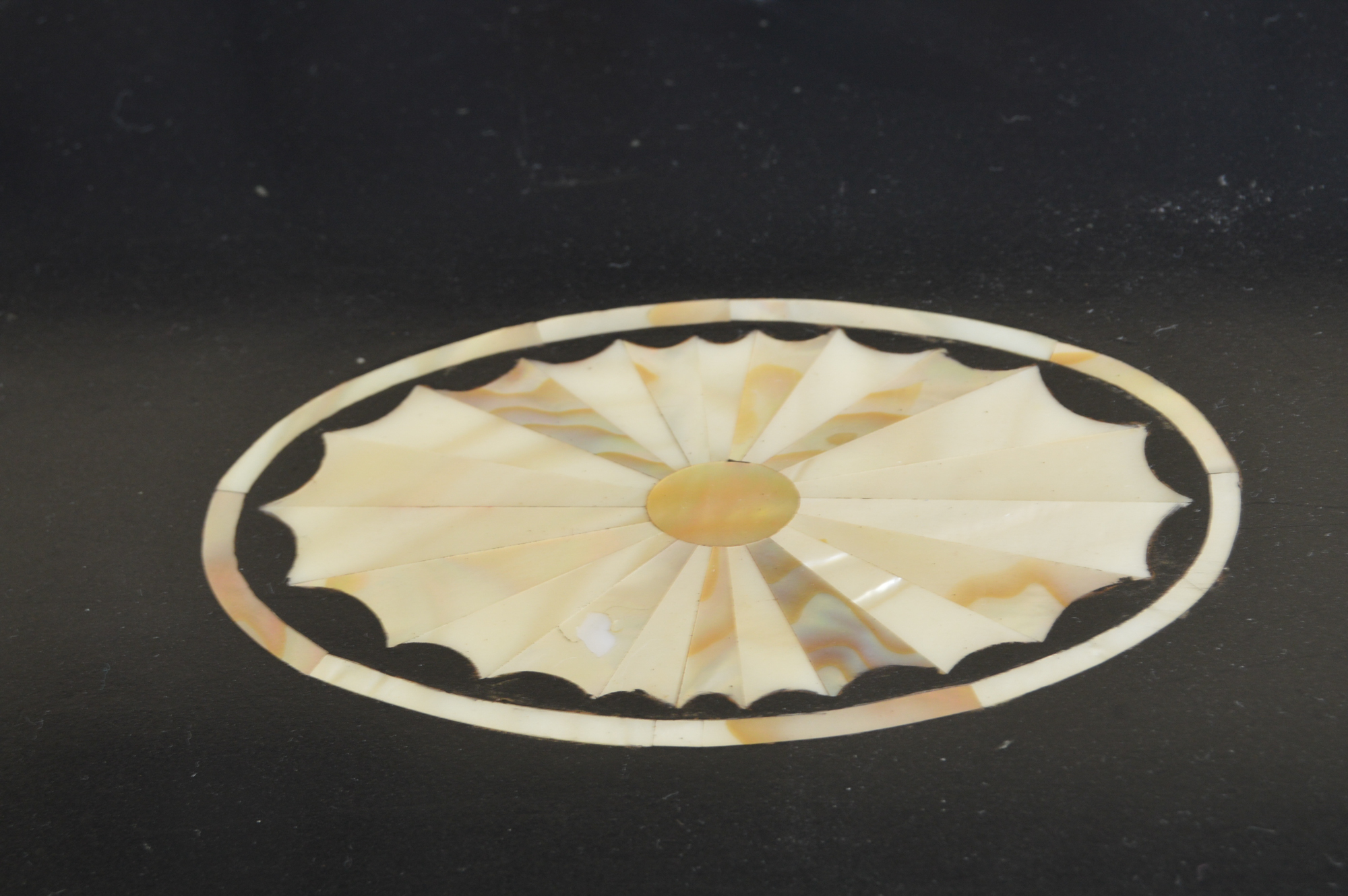 Black Butler's Tray Table with Mother of Pearl Inlays