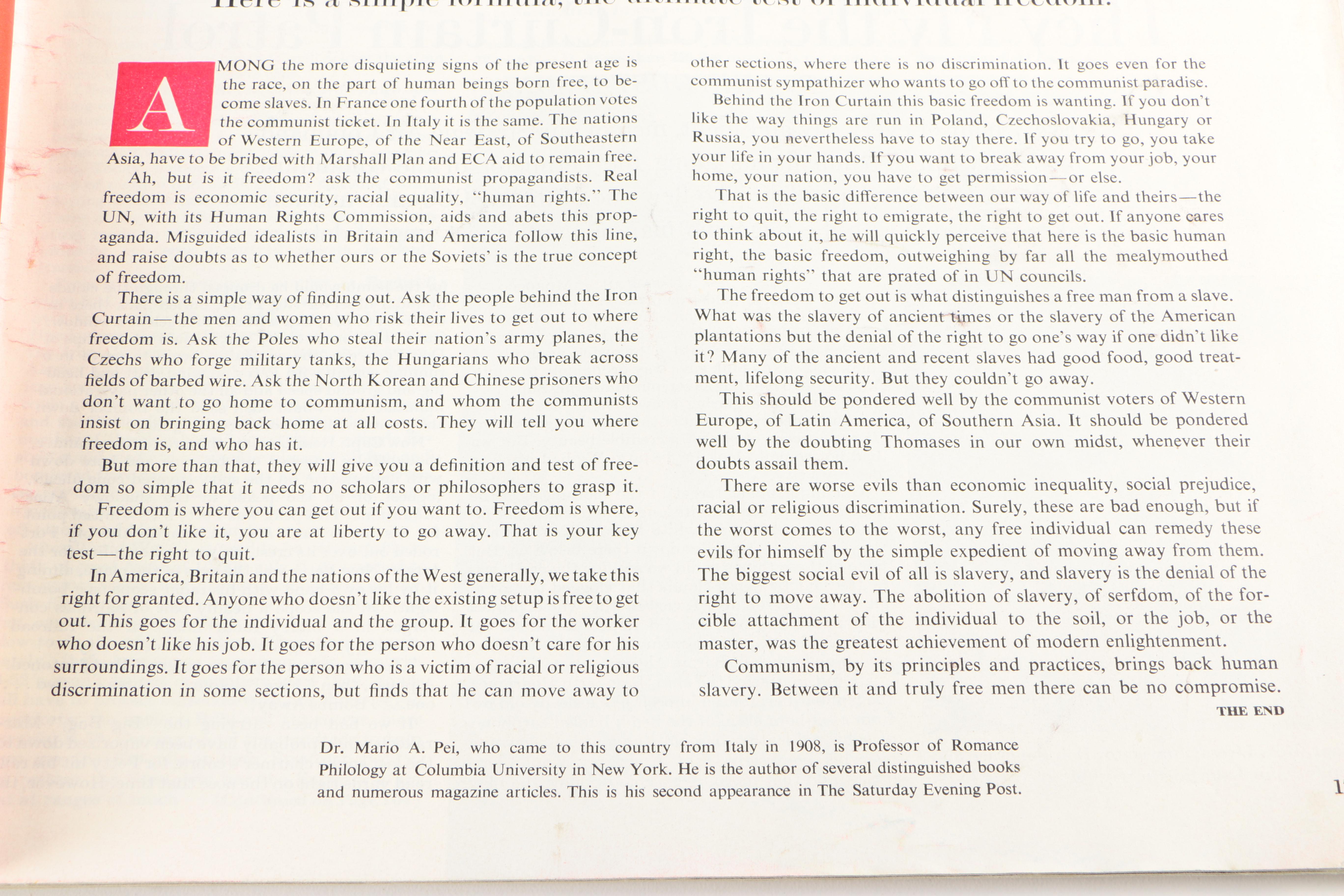 October 24, 1953 Vol. 226, No. 17 "The Saturday Evening Post"