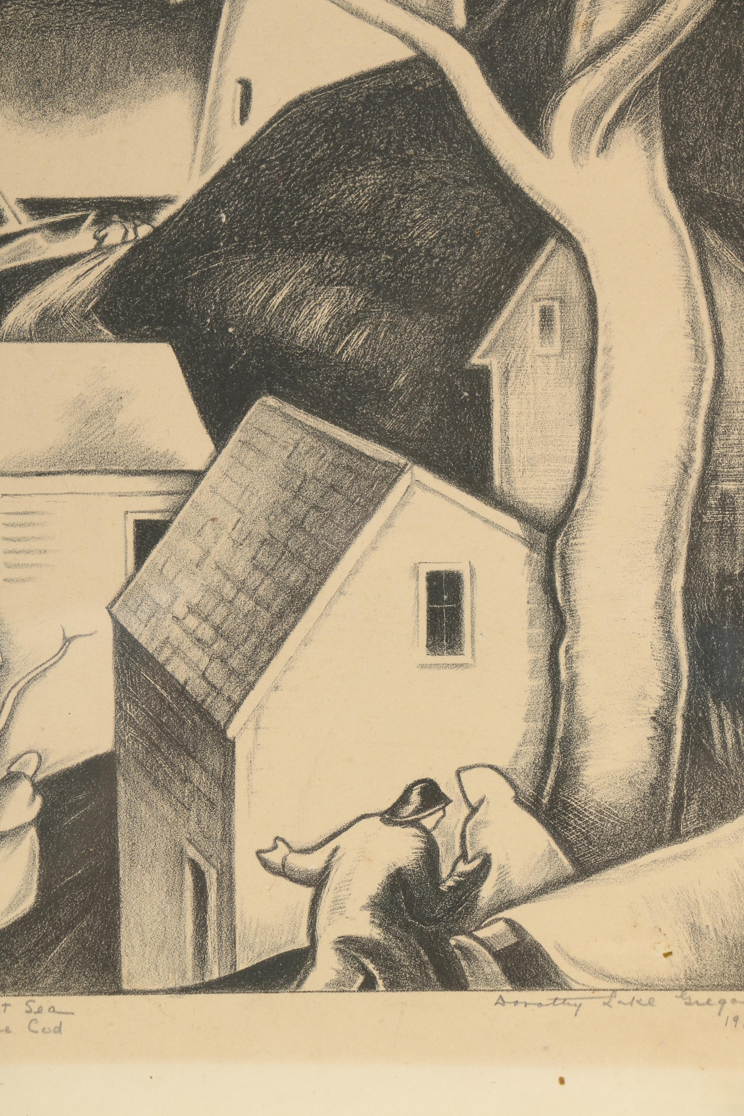 Dorothy Lake Gergory Lithograph "Storm at Sea, Cape Cod"