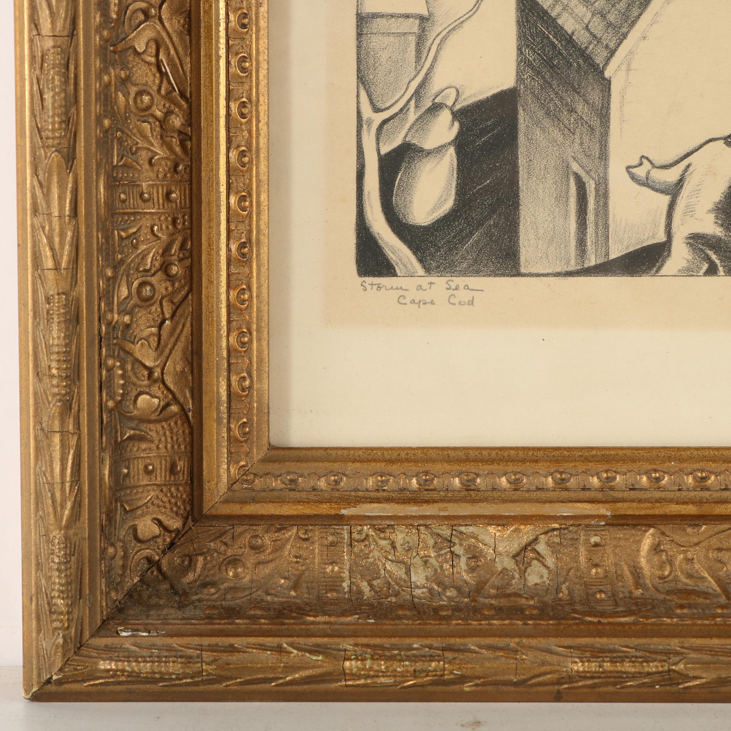 Dorothy Lake Gergory Lithograph "Storm at Sea, Cape Cod"