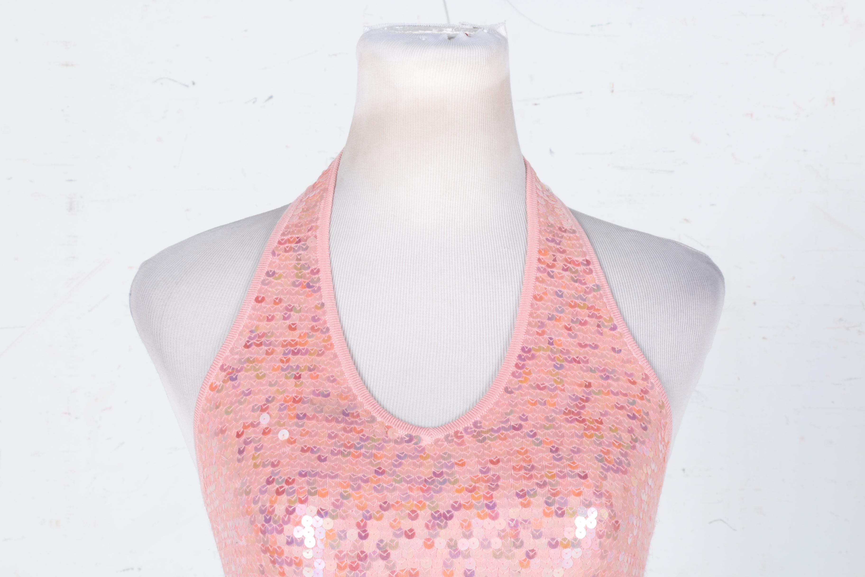 Pink Sequins Halter Top