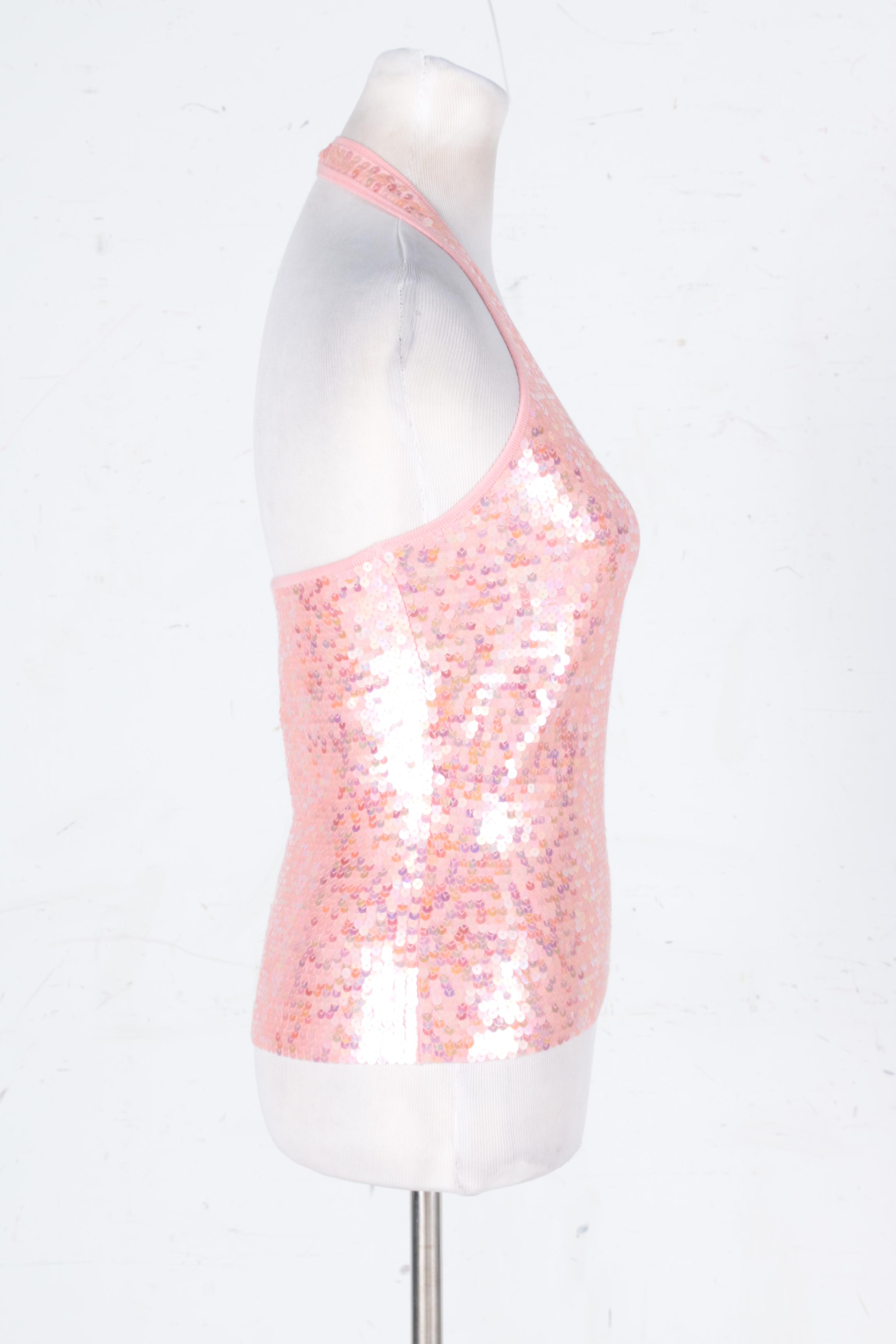 Pink Sequins Halter Top