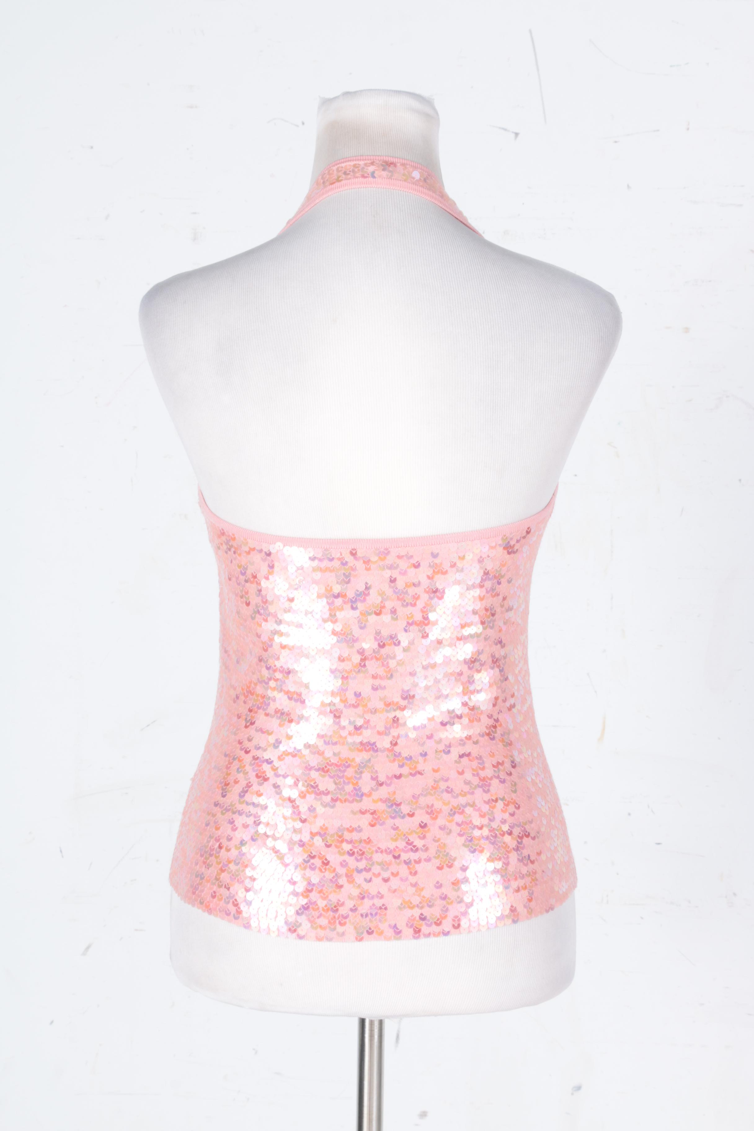 Pink Sequins Halter Top