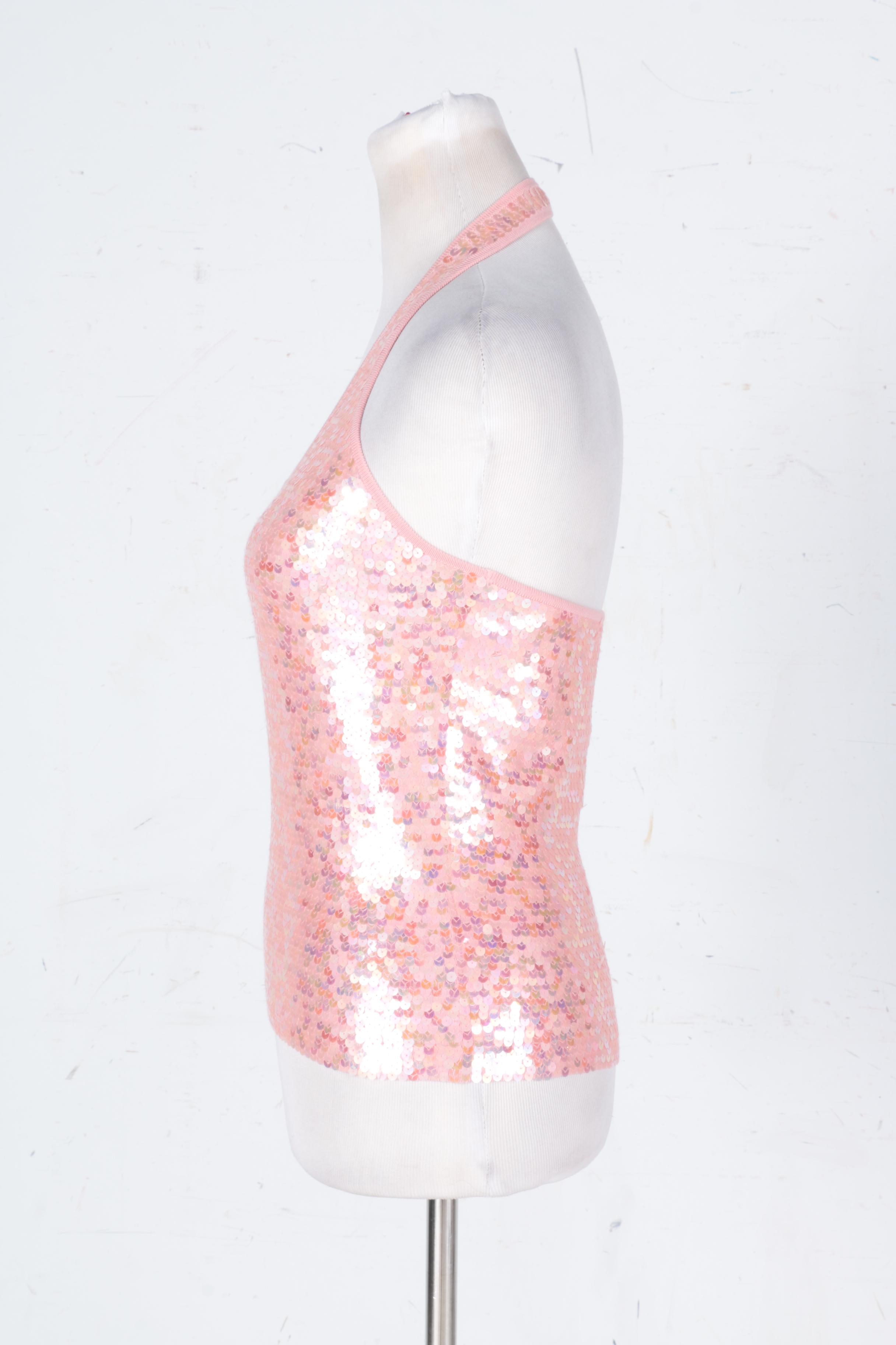 Pink Sequins Halter Top
