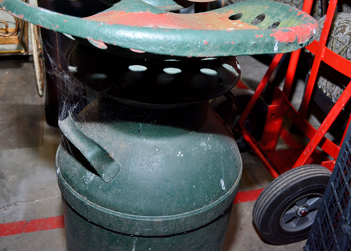 Vintage Milk Can Tractor Seat Stool