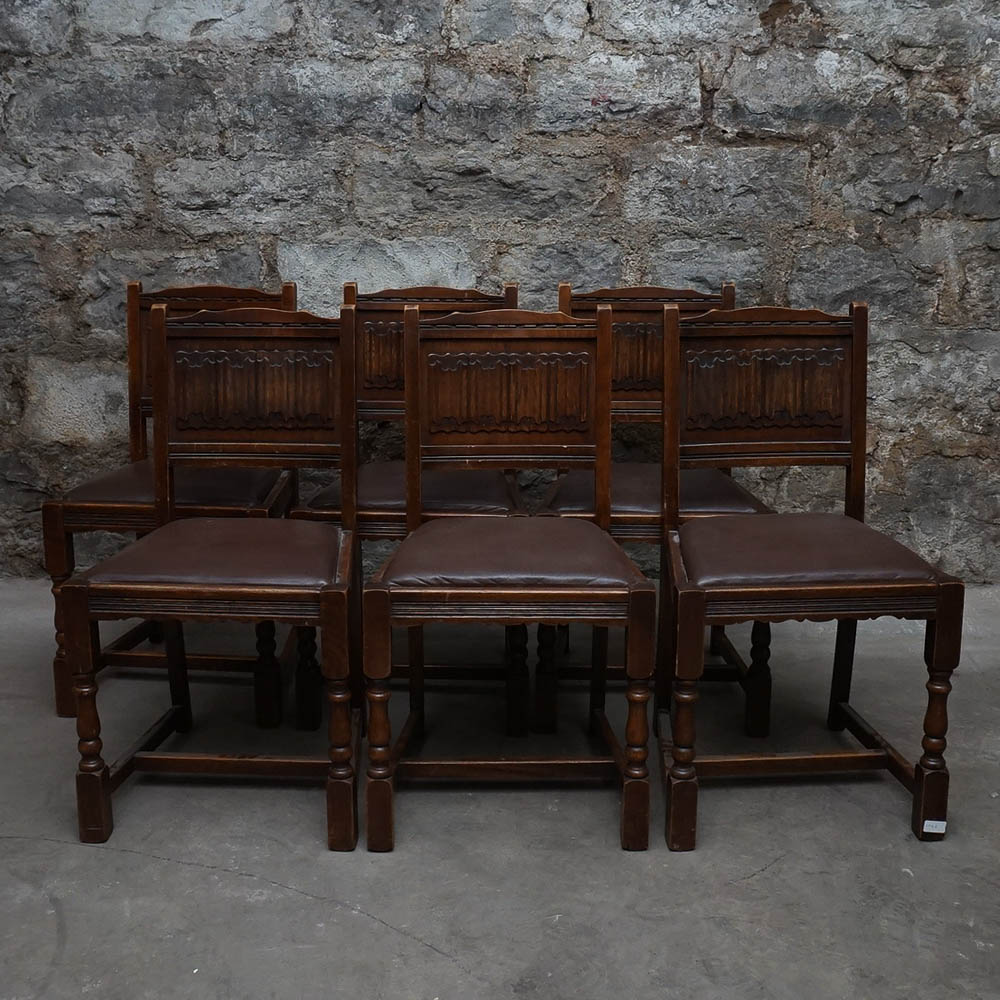 Vintage "Old Charm" Jacobean Revival Side Chairs by Wood Bros.