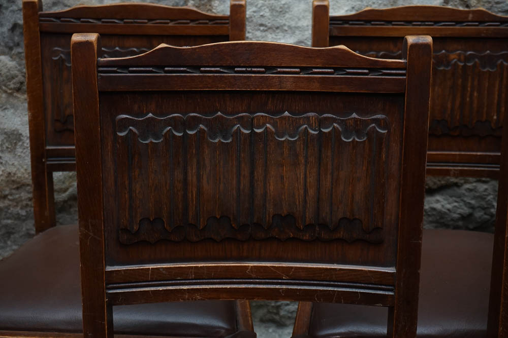 Vintage "Old Charm" Jacobean Revival Side Chairs by Wood Bros.