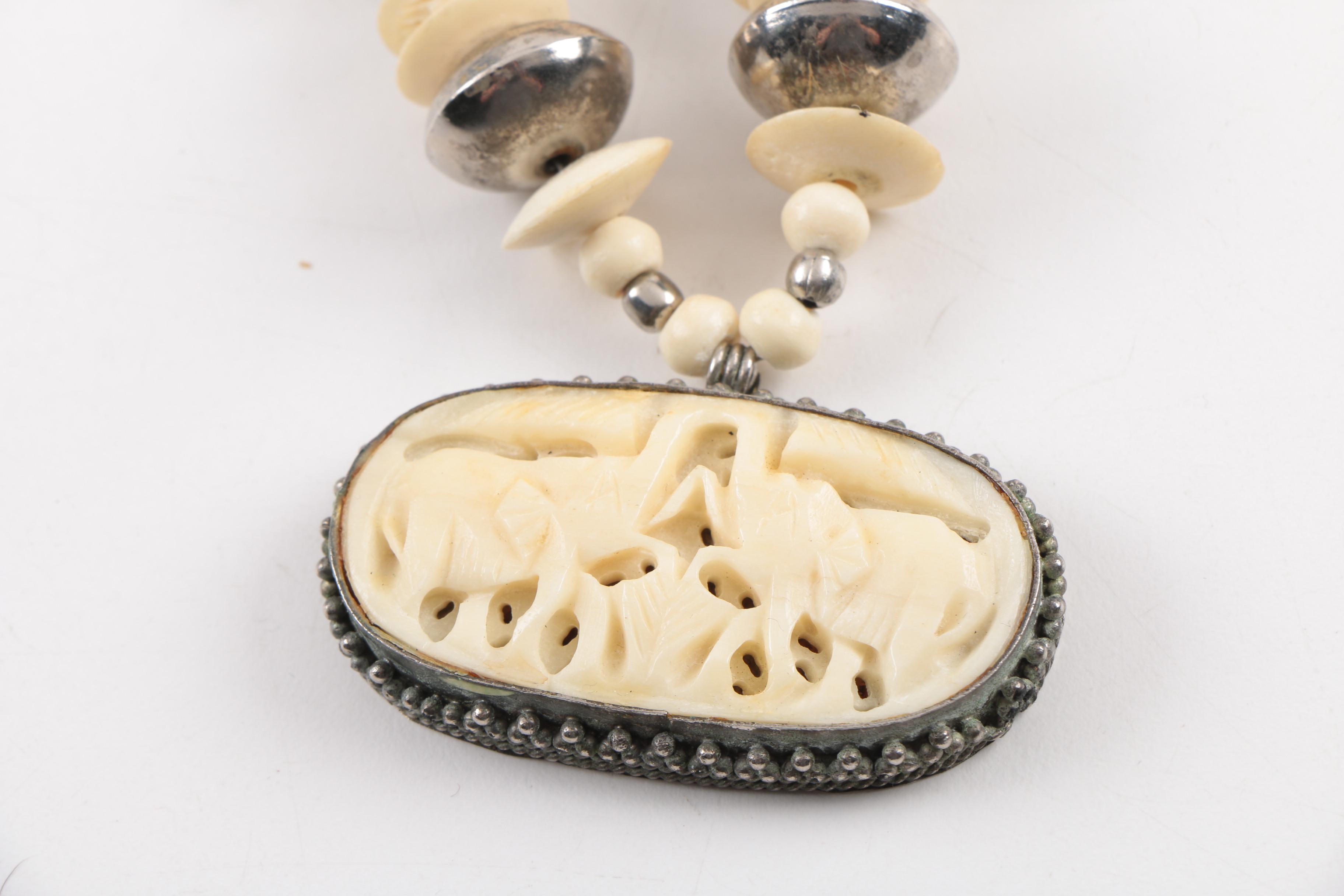 Vintage Jewelry Including Carved Bone