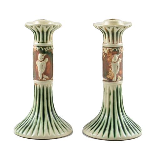 Roseville "Donatello" Candlesticks