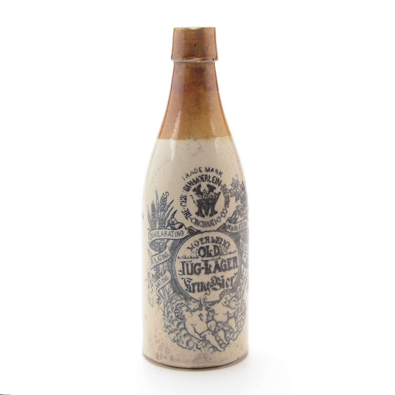 1894 Moerlein Old Jug Lager Stoneware Beer Bottle