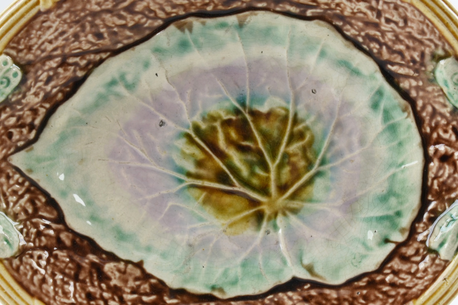 Antique English Majolica Begonia Leaf Platter