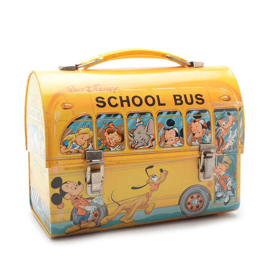 Vintage 1960's Aladdin Walt Disney School Bus Lunch Box