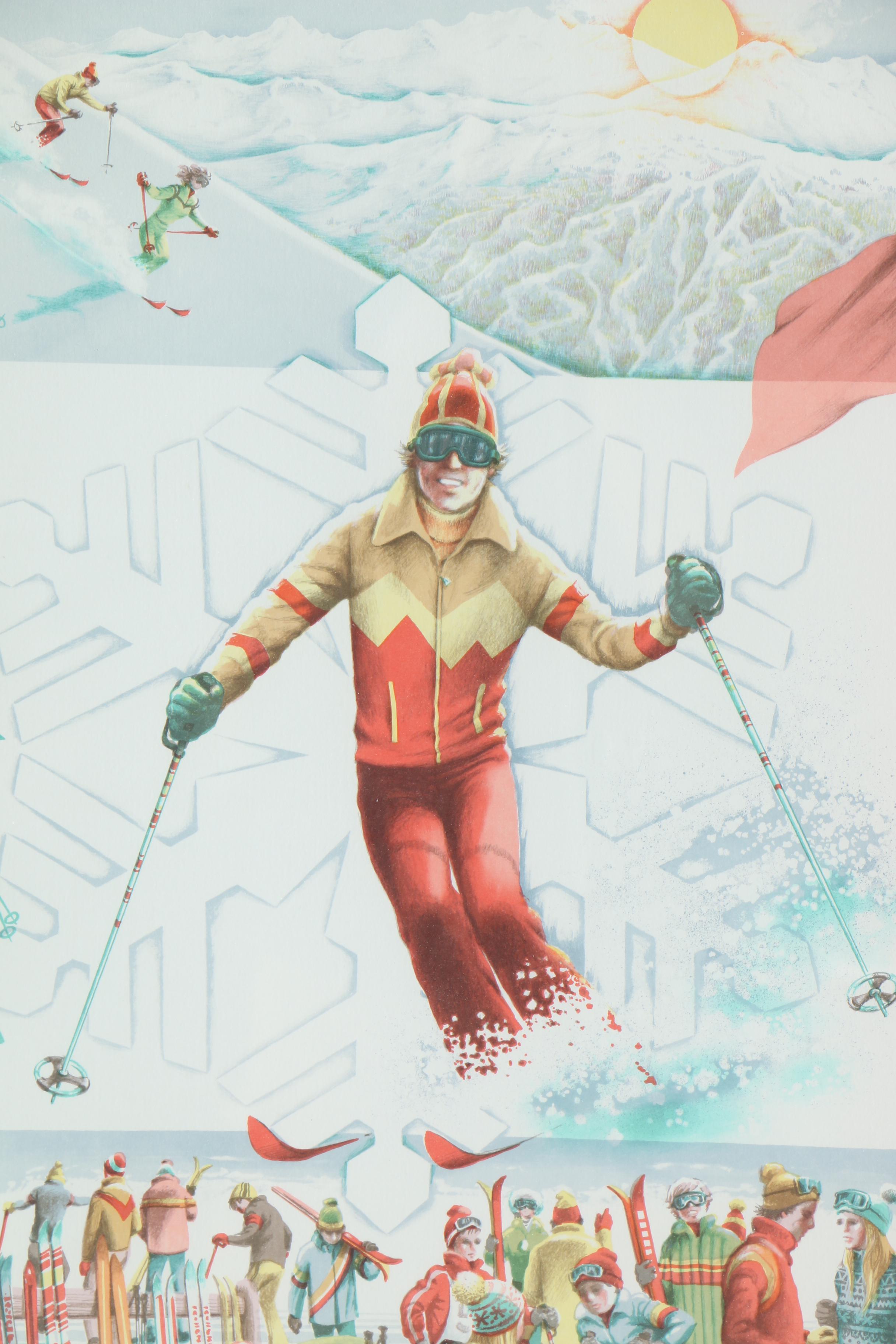 Lithograph on Paper After Ann Gross "Ski World"