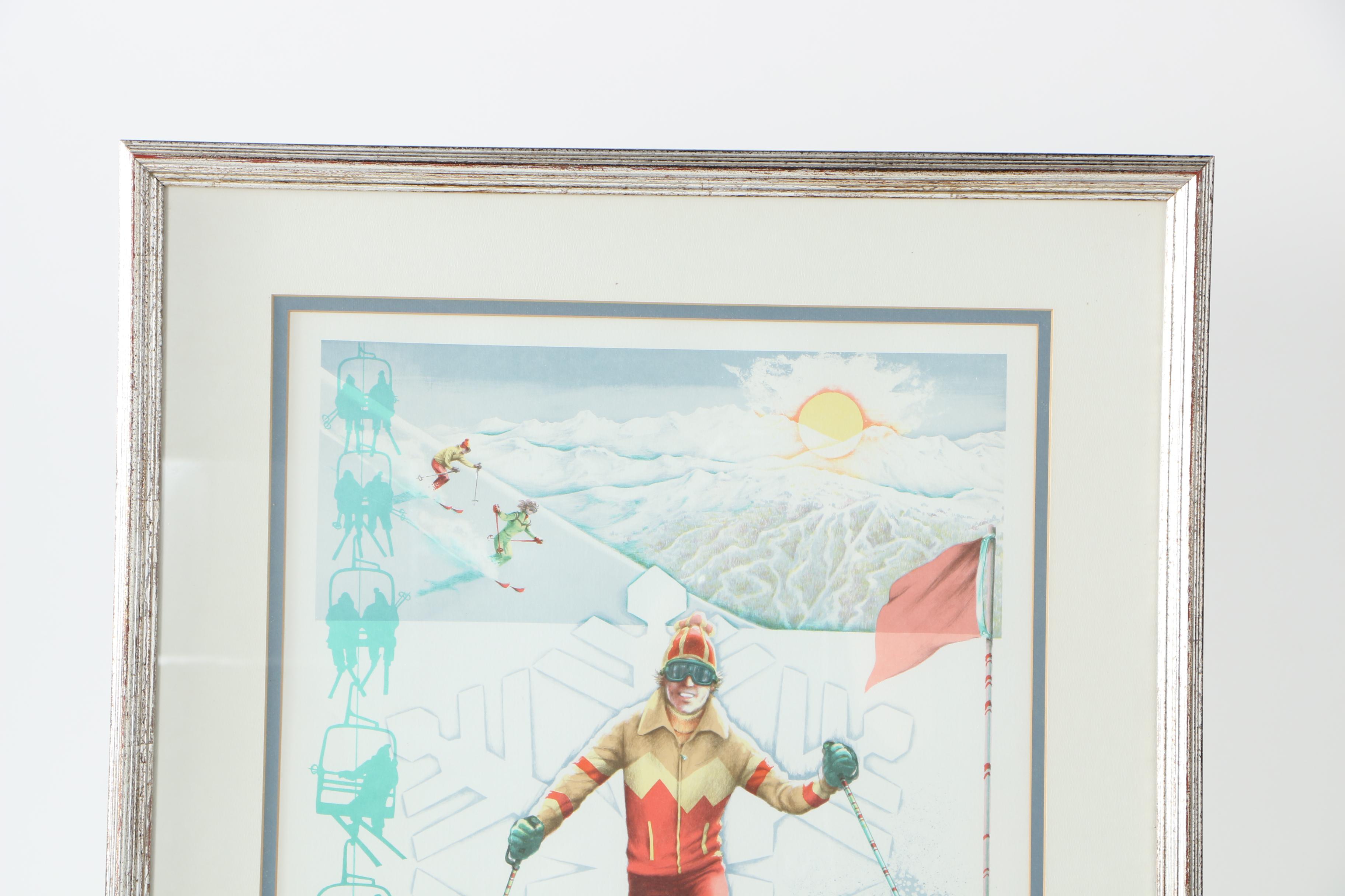 Lithograph on Paper After Ann Gross "Ski World"