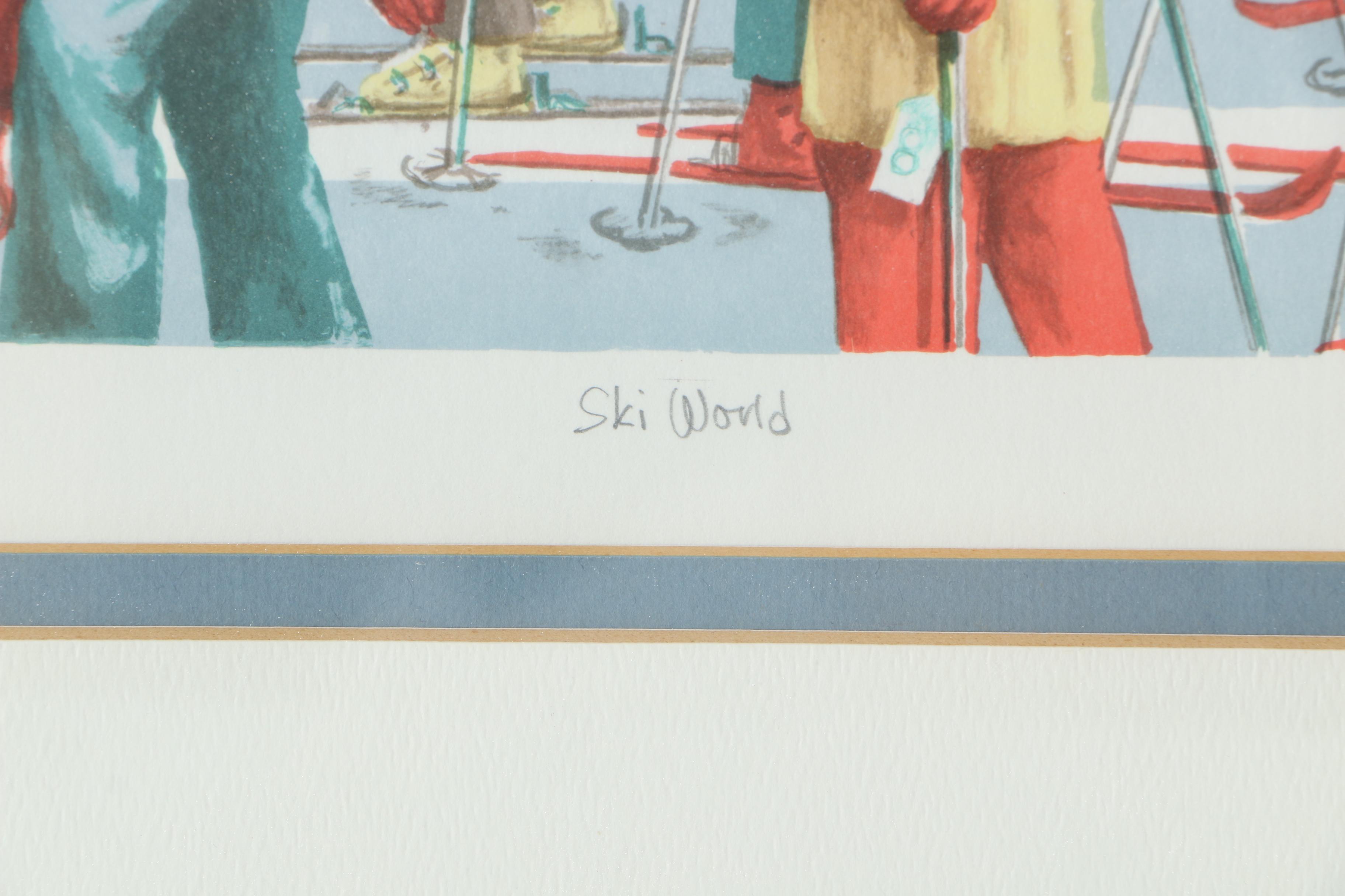 Lithograph on Paper After Ann Gross "Ski World"