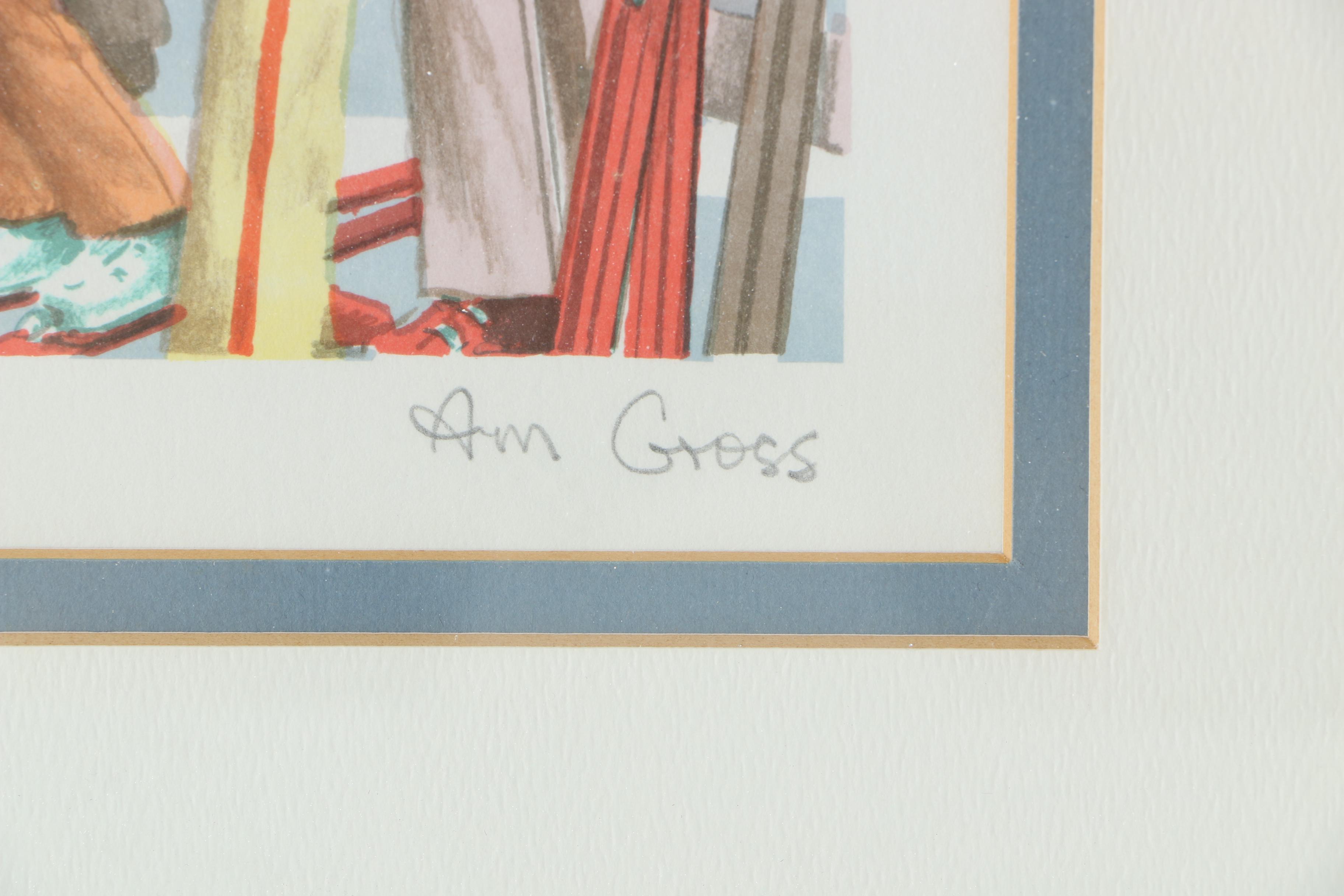 Lithograph on Paper After Ann Gross "Ski World"