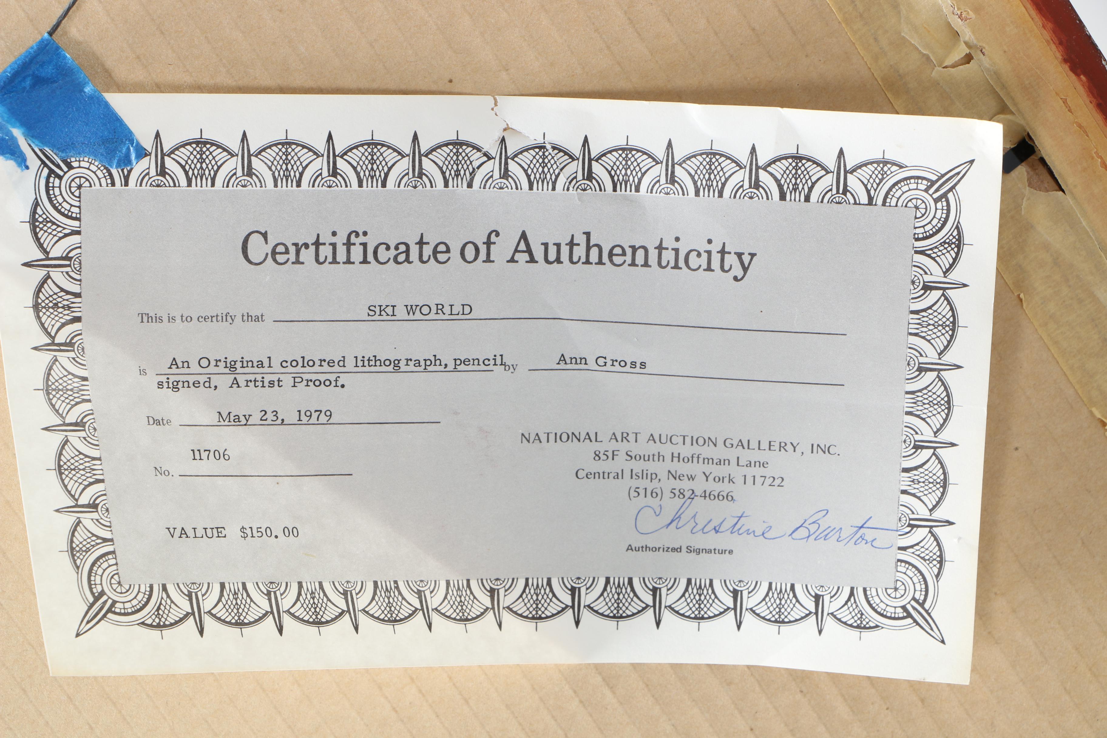 Lithograph on Paper After Ann Gross "Ski World"