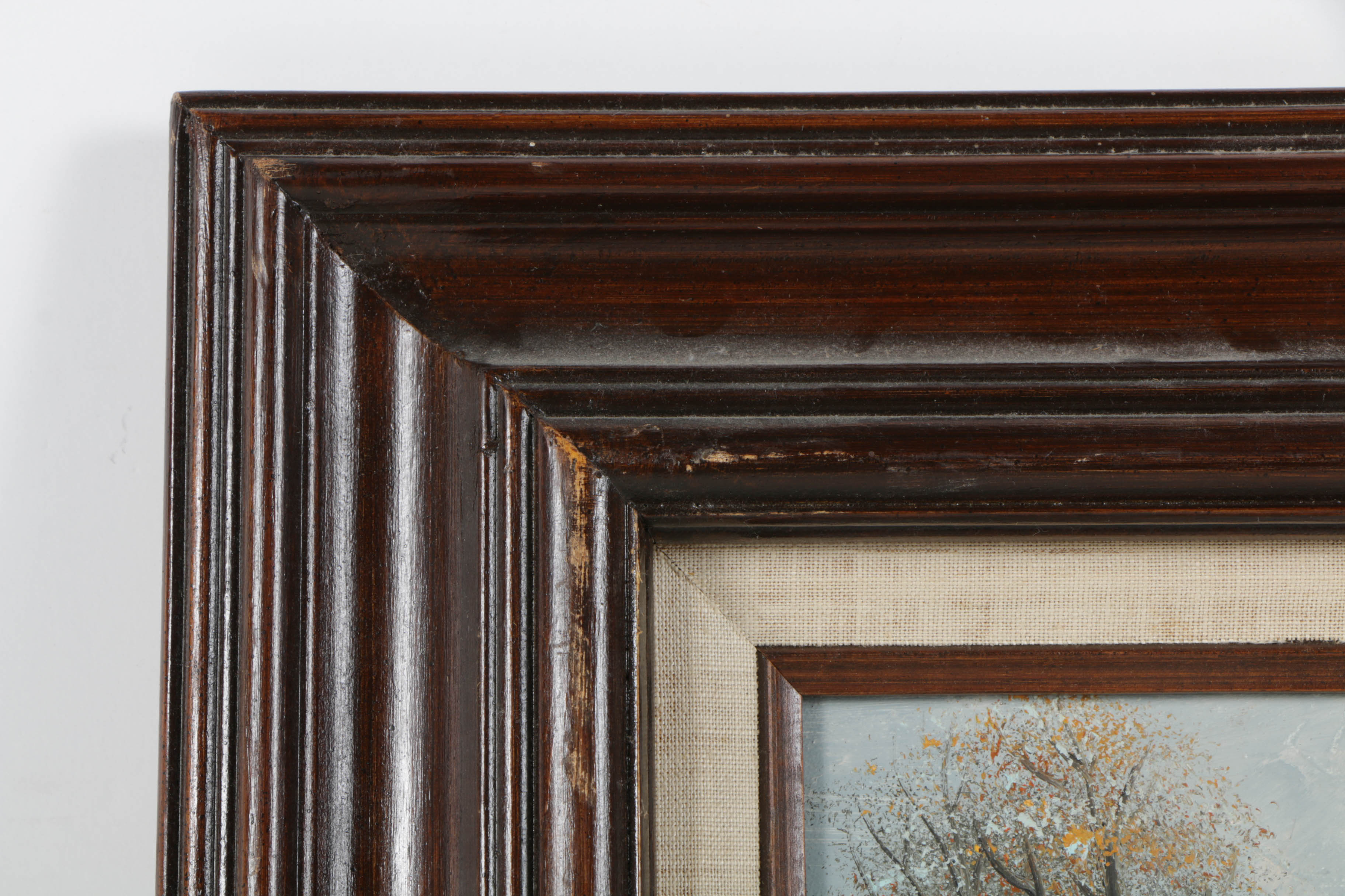 Oil Painting on Board Landscape with Flying Mallards