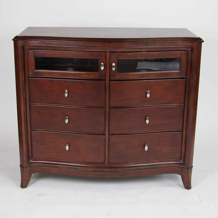 Wooden TV Chest with Glass Doors