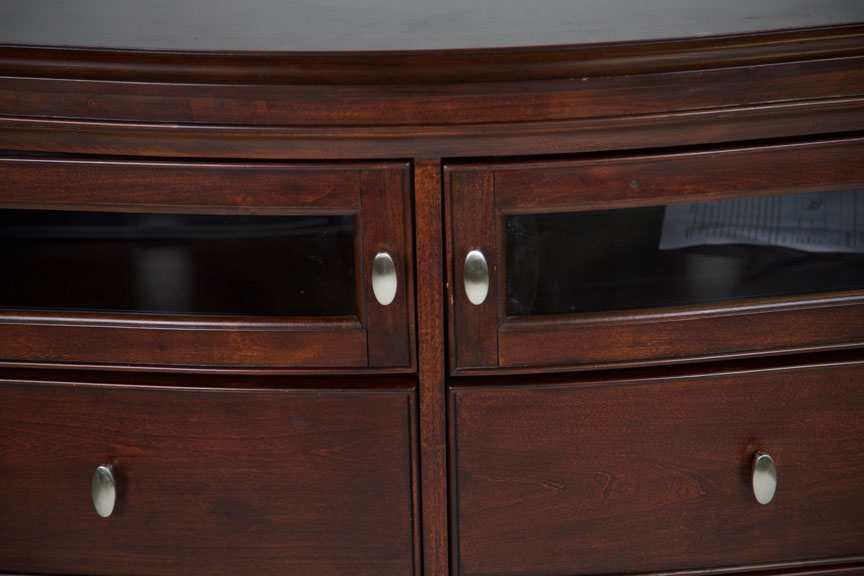 Wooden TV Chest with Glass Doors