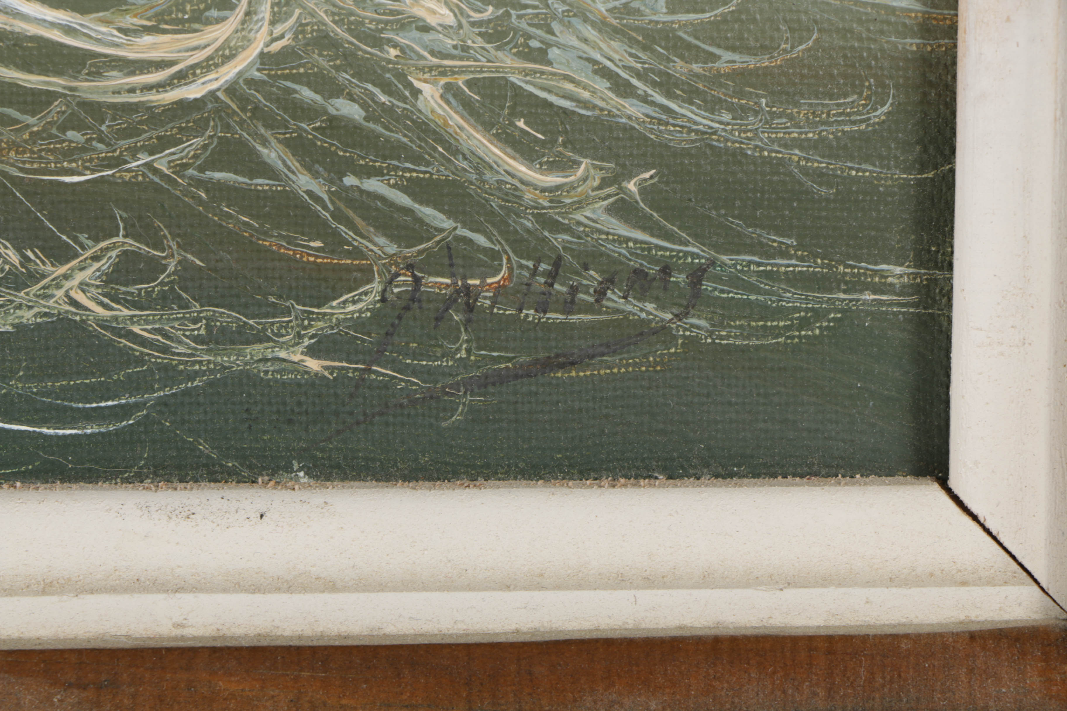 J. Williams Oil Painting on Canvas Rocky Seascape