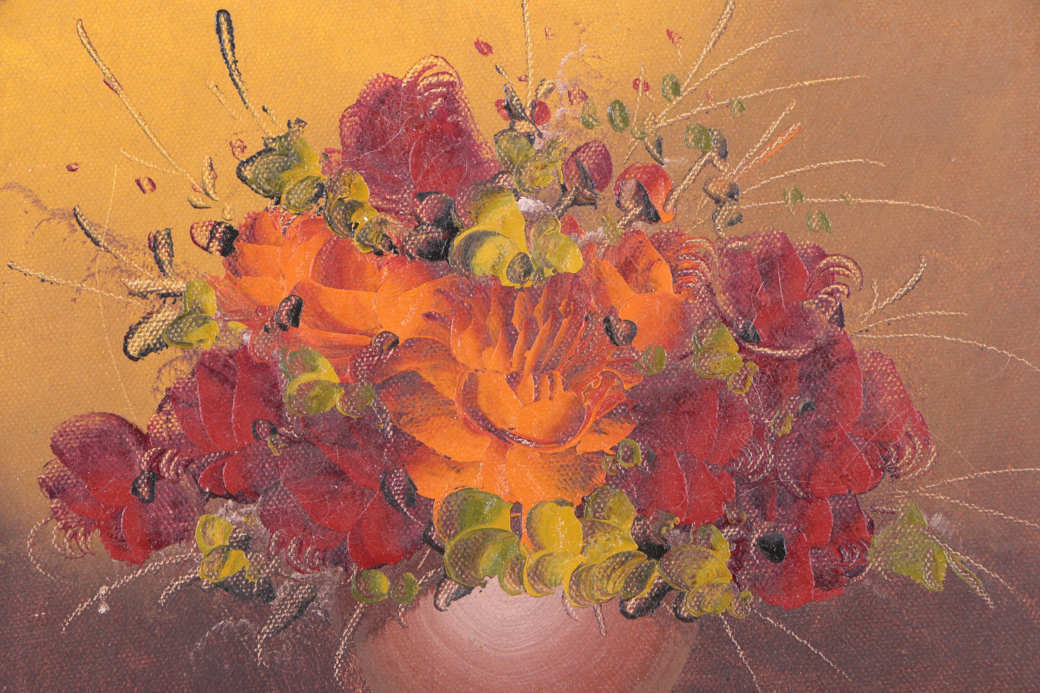 K. Rossy Oil Painting on Canvas of a Floral Still Life