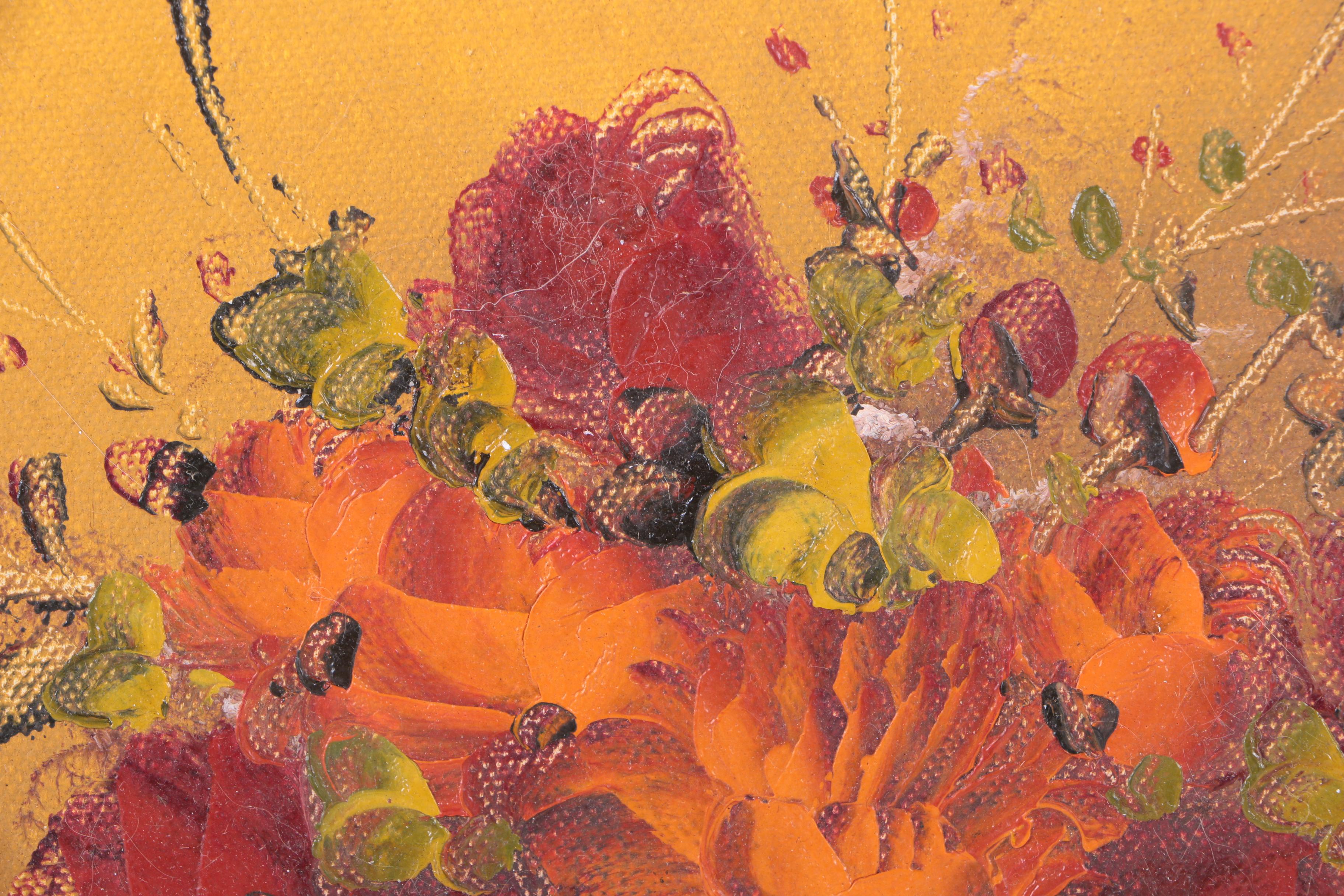 K. Rossy Oil Painting on Canvas of a Floral Still Life