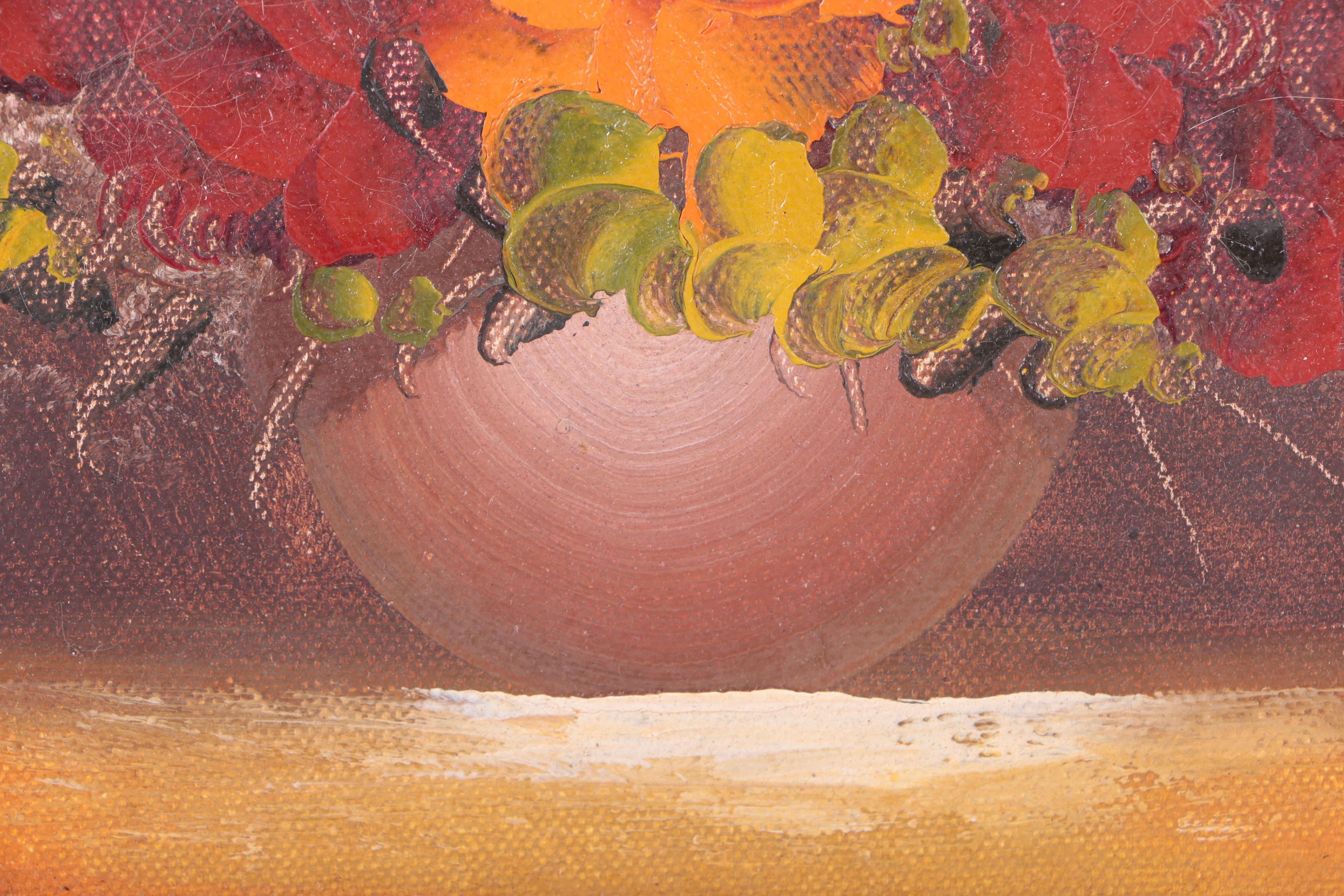 K. Rossy Oil Painting on Canvas of a Floral Still Life