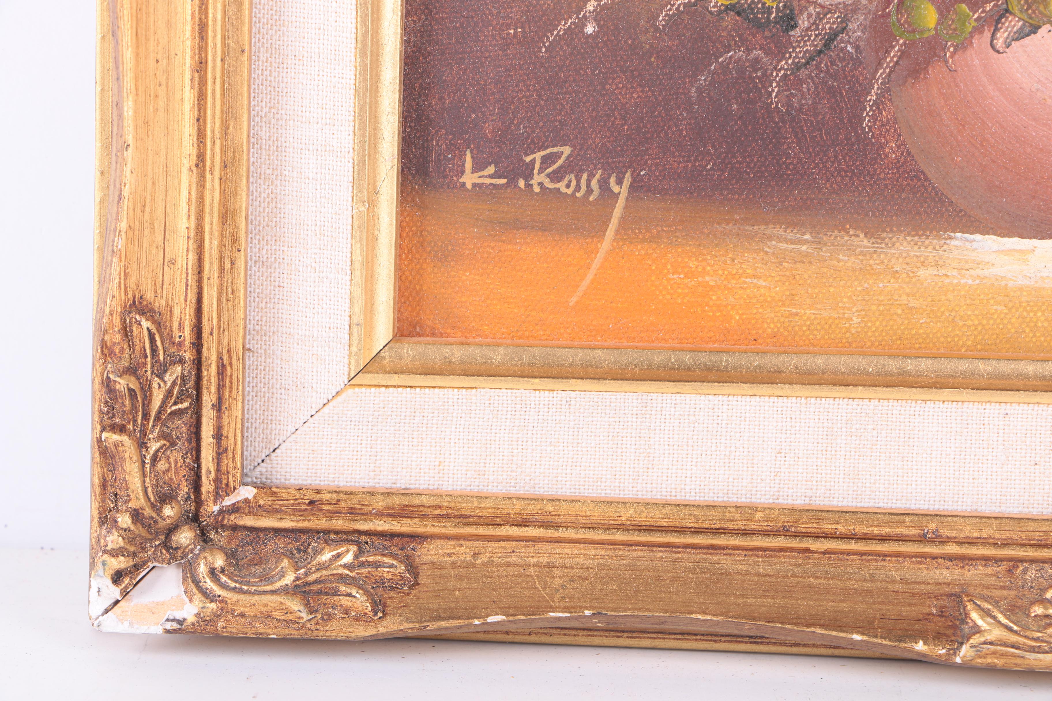 K. Rossy Oil Painting on Canvas of a Floral Still Life