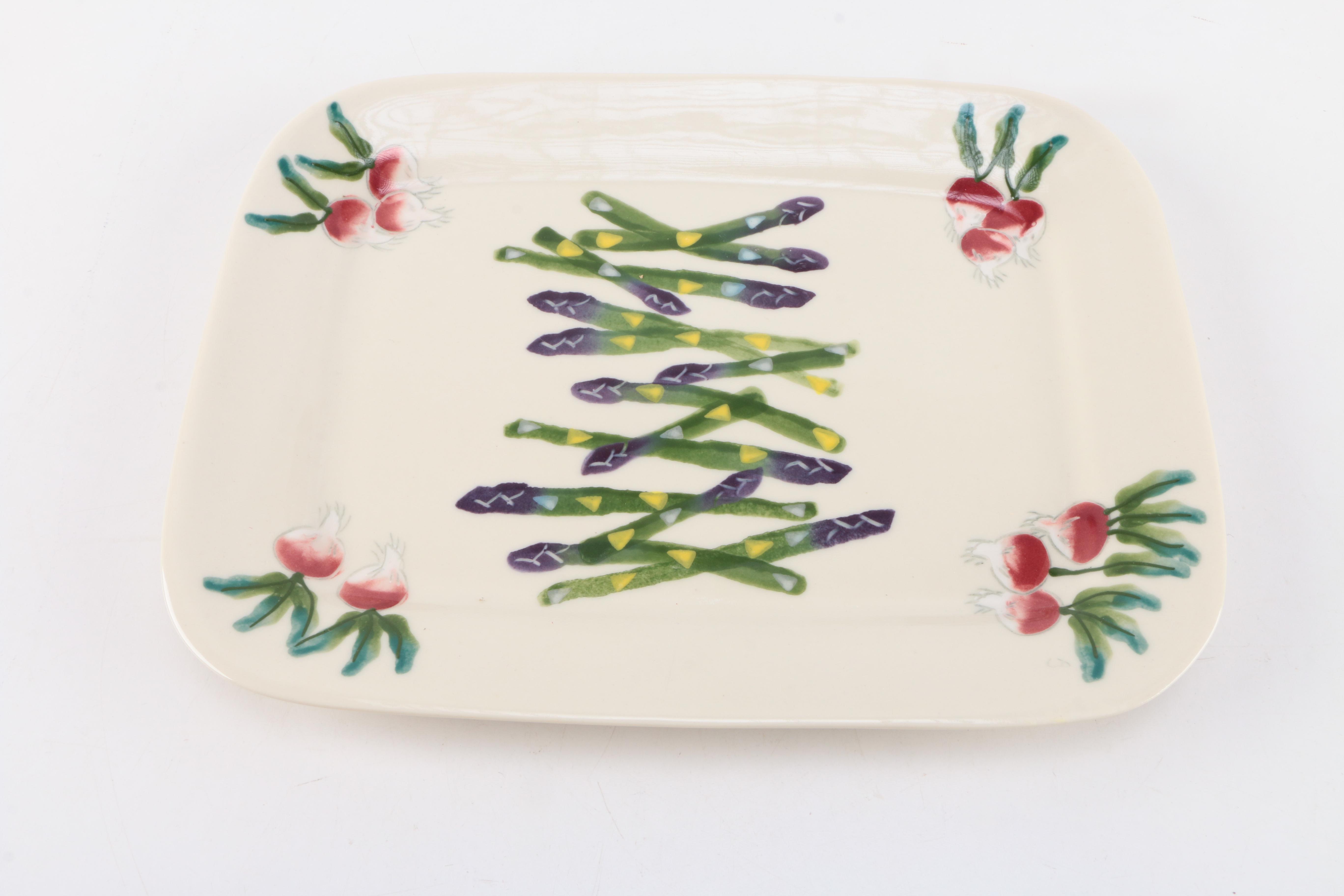 Hartstone "Farmers Market" Serveware and Fitz and Floyd "Herb Garden" Pitcher