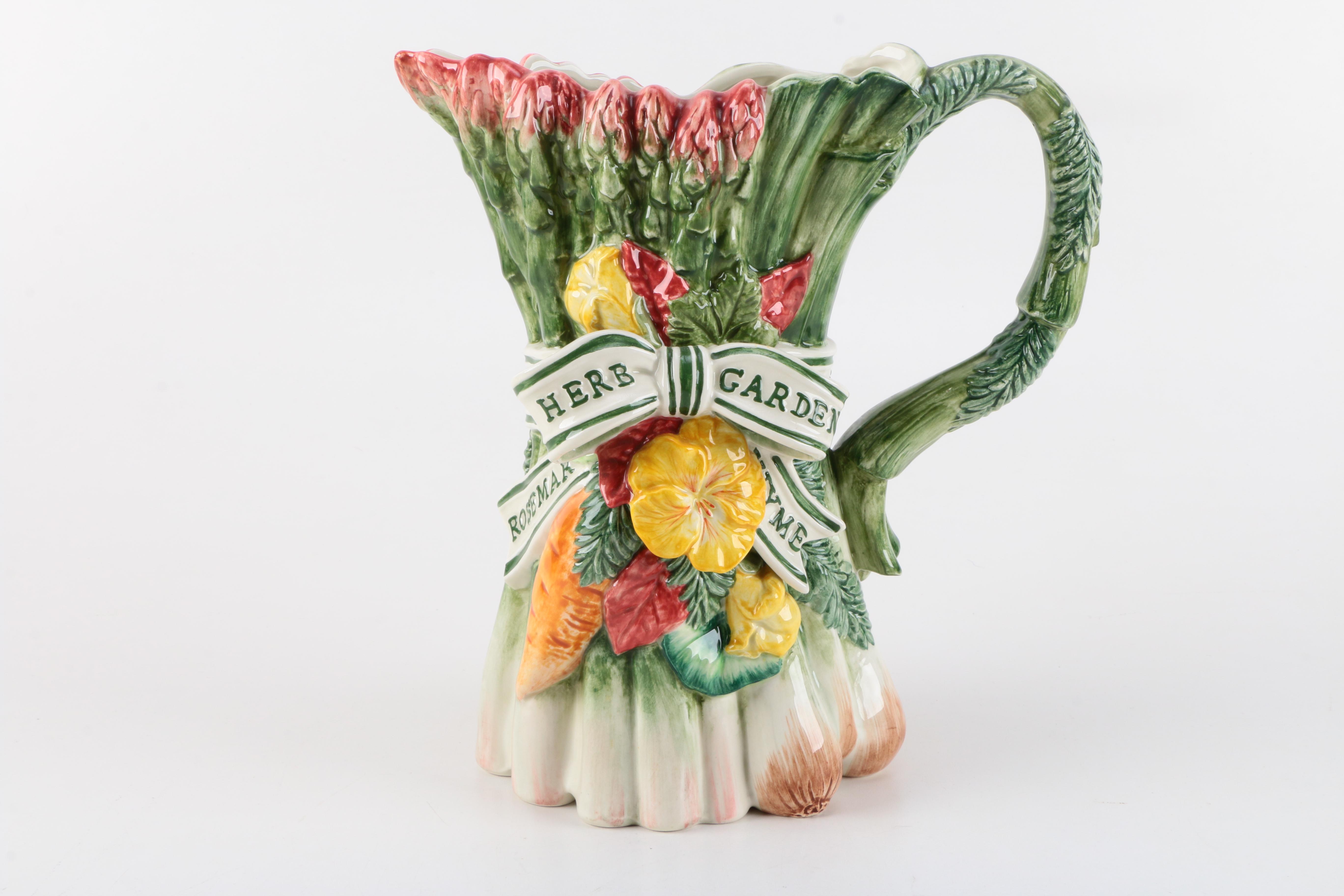 Hartstone "Farmers Market" Serveware and Fitz and Floyd "Herb Garden" Pitcher