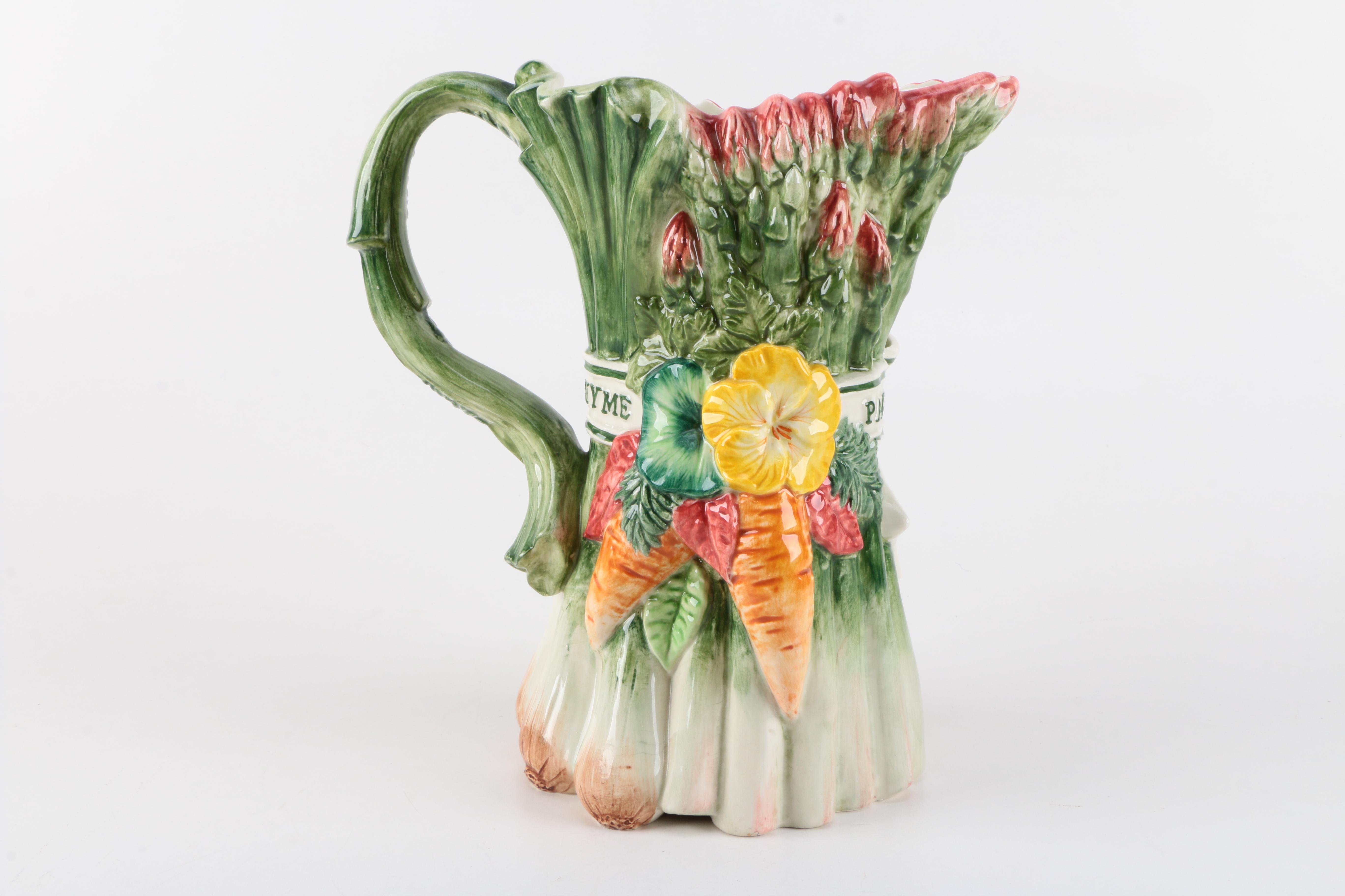 Hartstone "Farmers Market" Serveware and Fitz and Floyd "Herb Garden" Pitcher