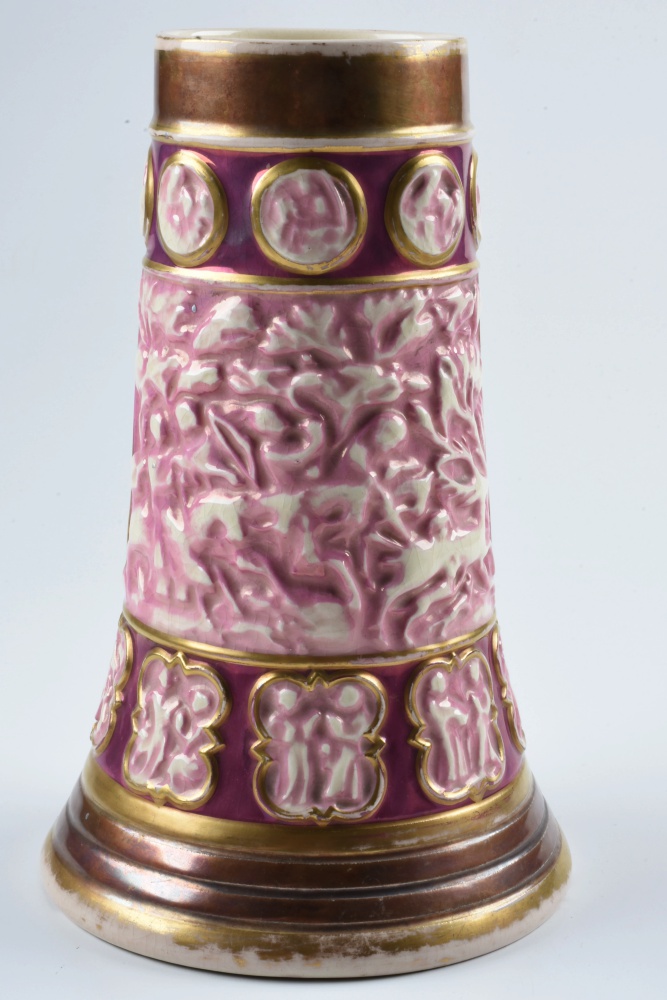 Zsolnay Ceramic Stein and Jug with Figural Relief Panels