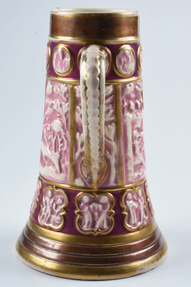 Zsolnay Ceramic Stein and Jug with Figural Relief Panels