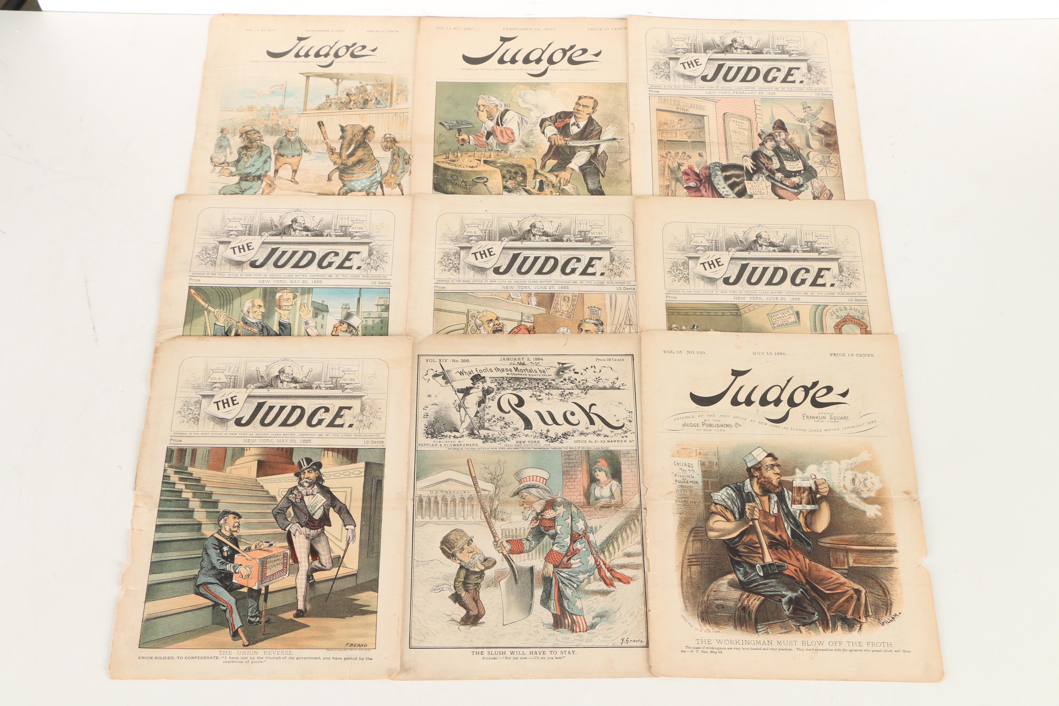 Collection of Nineteenth Century Satirical Magazines Including "Puck"