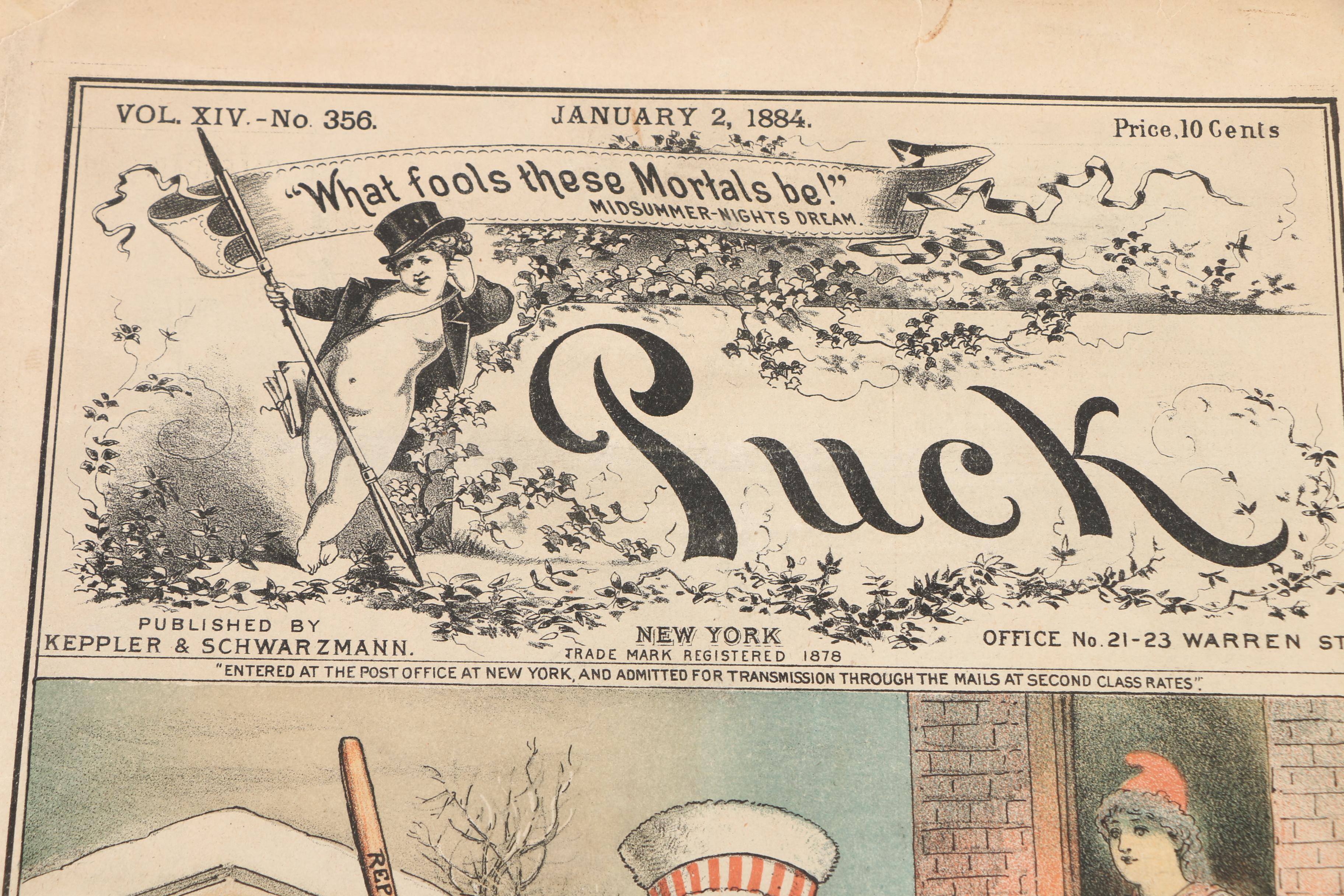 Collection of Nineteenth Century Satirical Magazines Including "Puck"