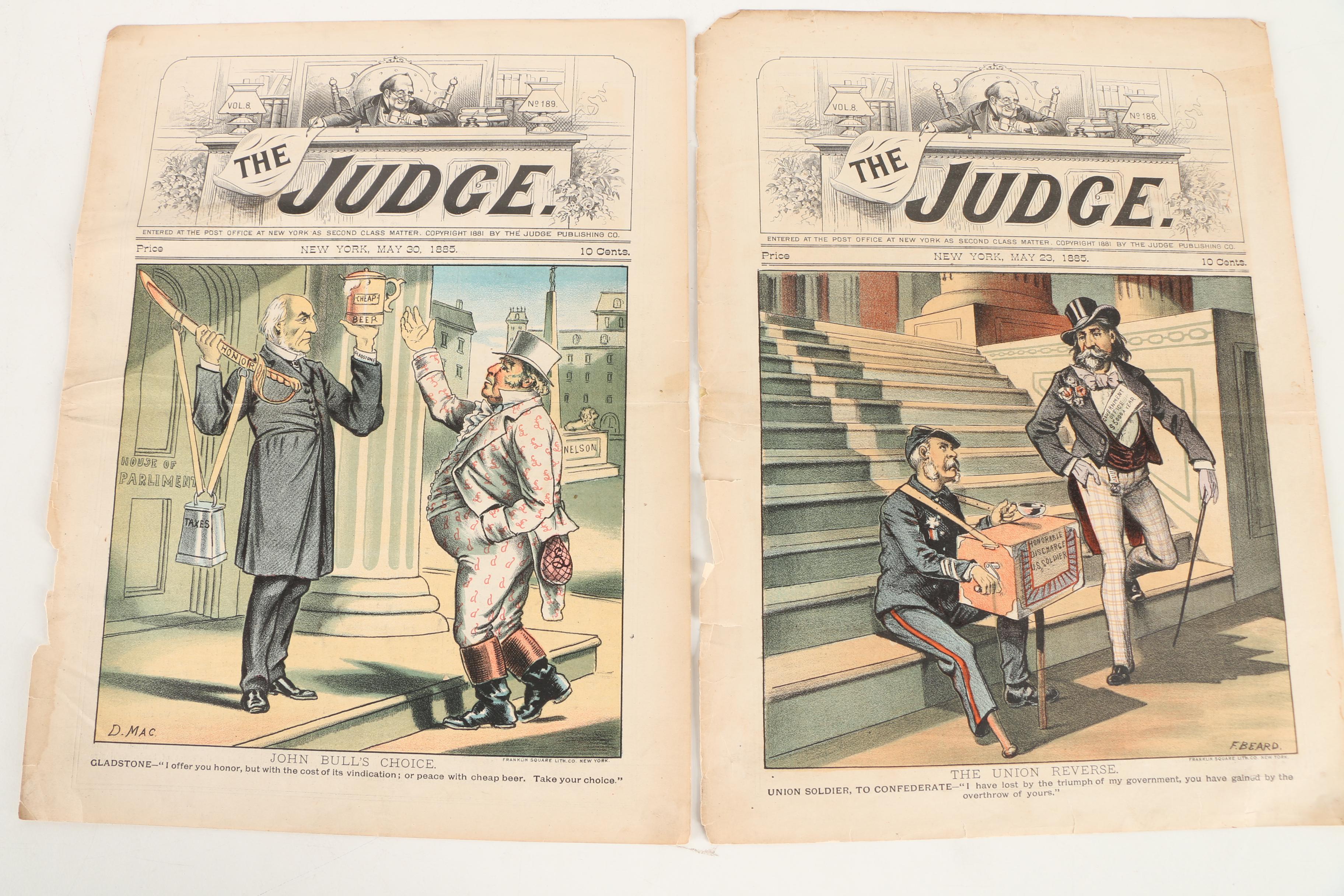 Collection of Nineteenth Century Satirical Magazines Including "Puck"