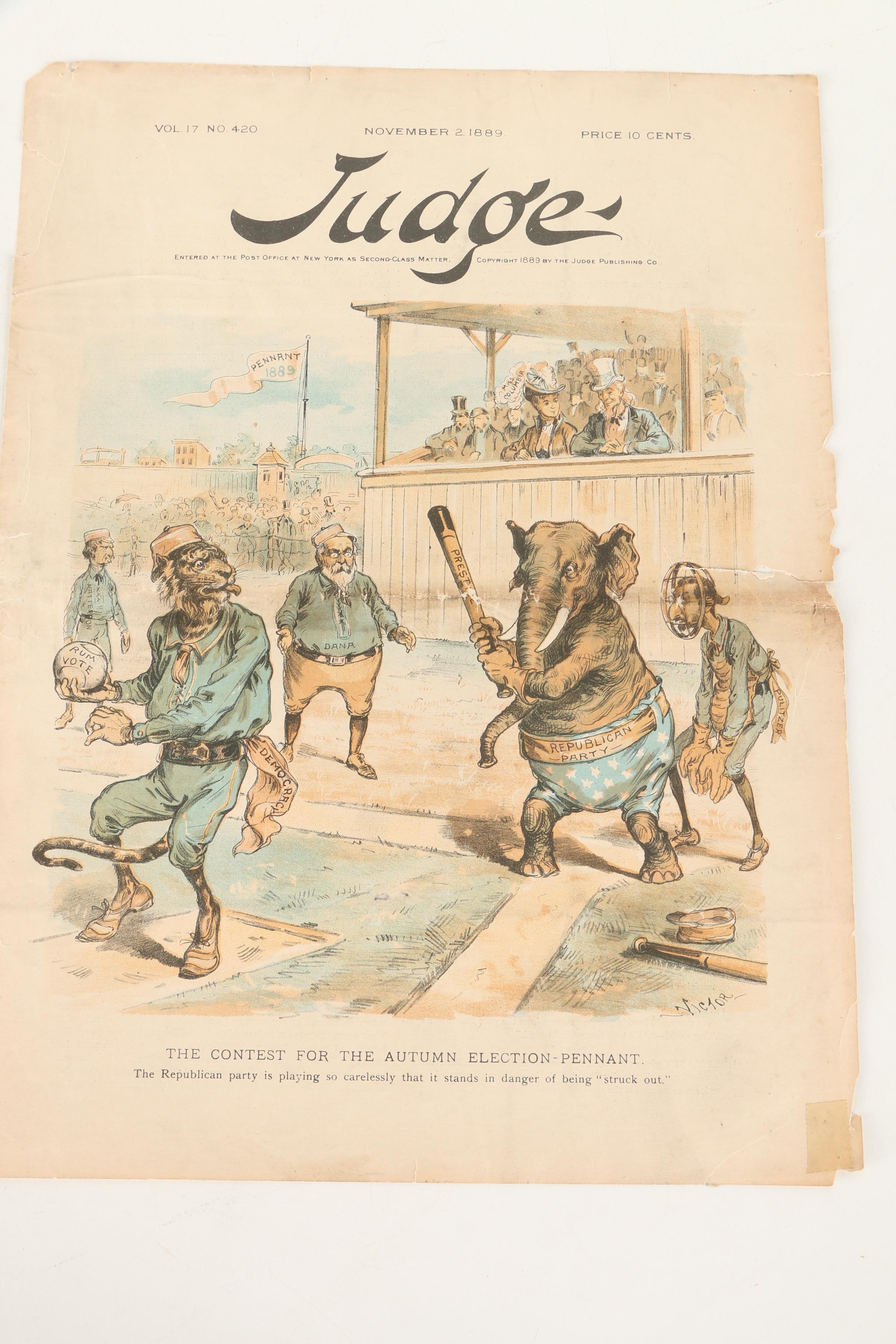 Collection of Nineteenth Century Satirical Magazines Including "Puck"