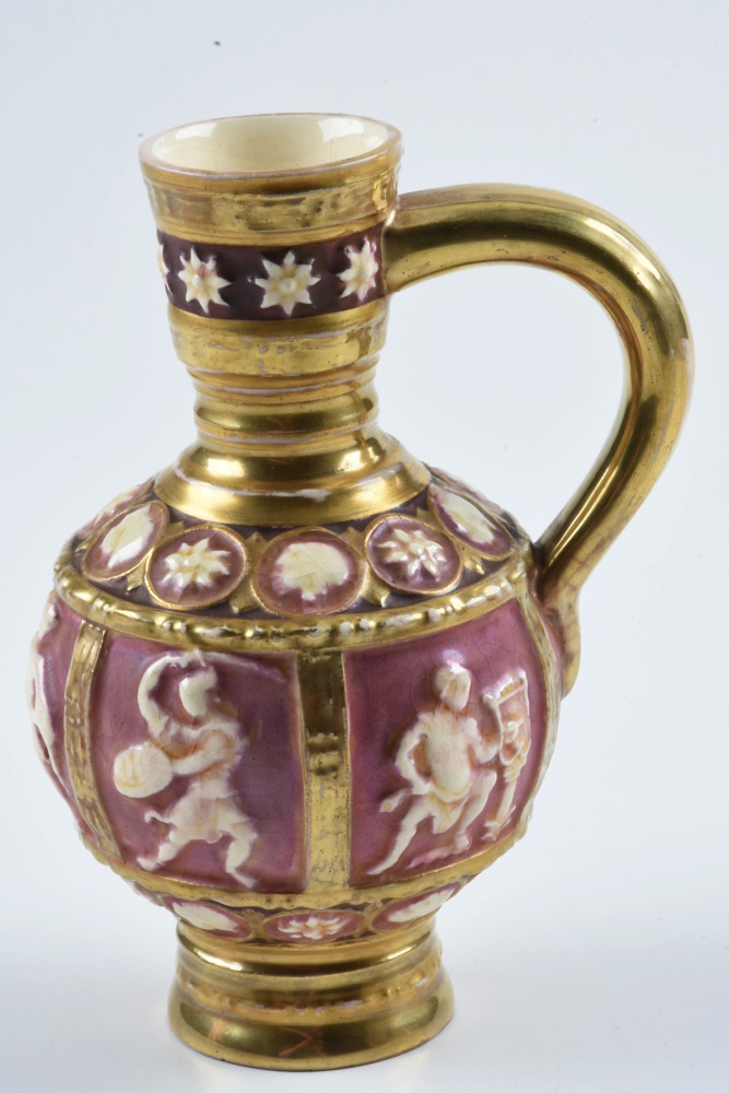 Zsolnay Ceramic Stein and Jug with Figural Relief Panels