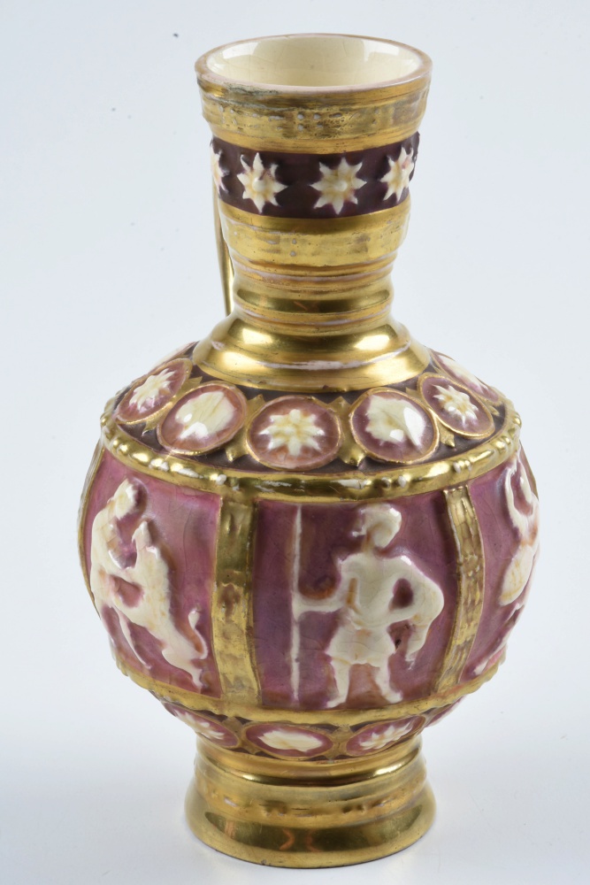 Zsolnay Ceramic Stein and Jug with Figural Relief Panels