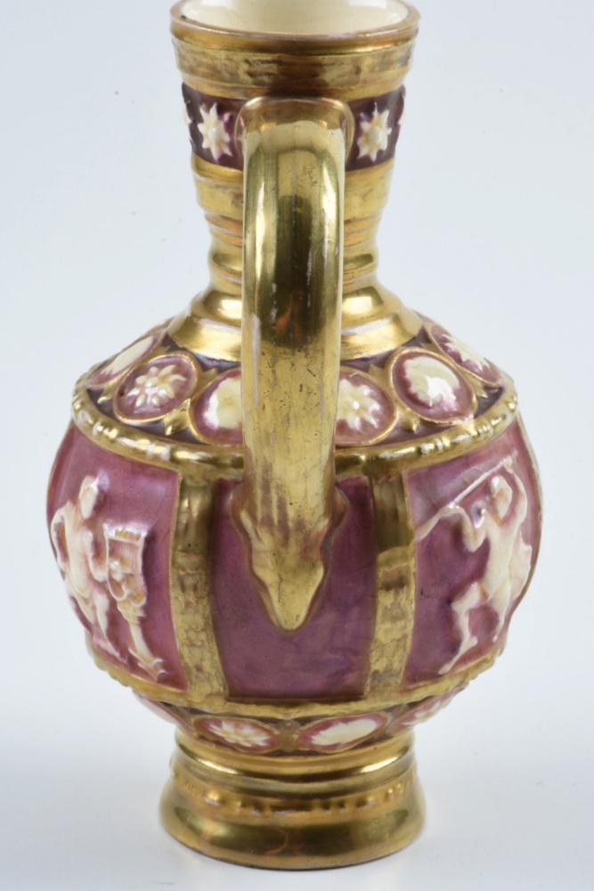 Zsolnay Ceramic Stein and Jug with Figural Relief Panels