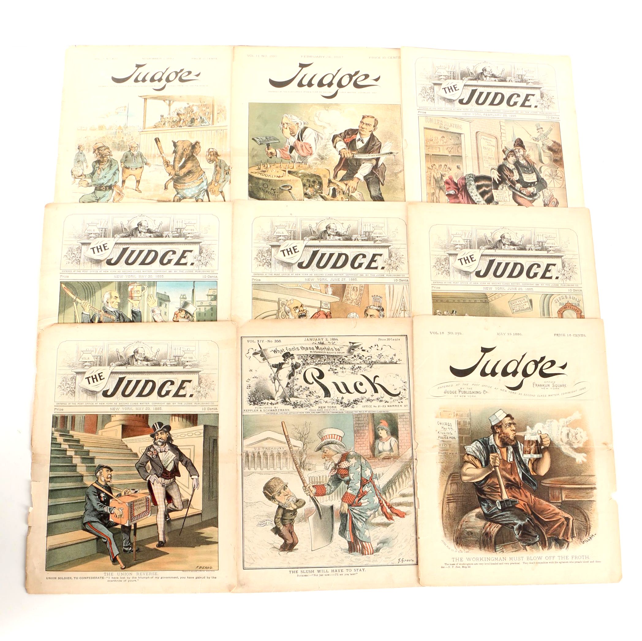 Collection of Nineteenth Century Satirical Magazines Including "Puck"