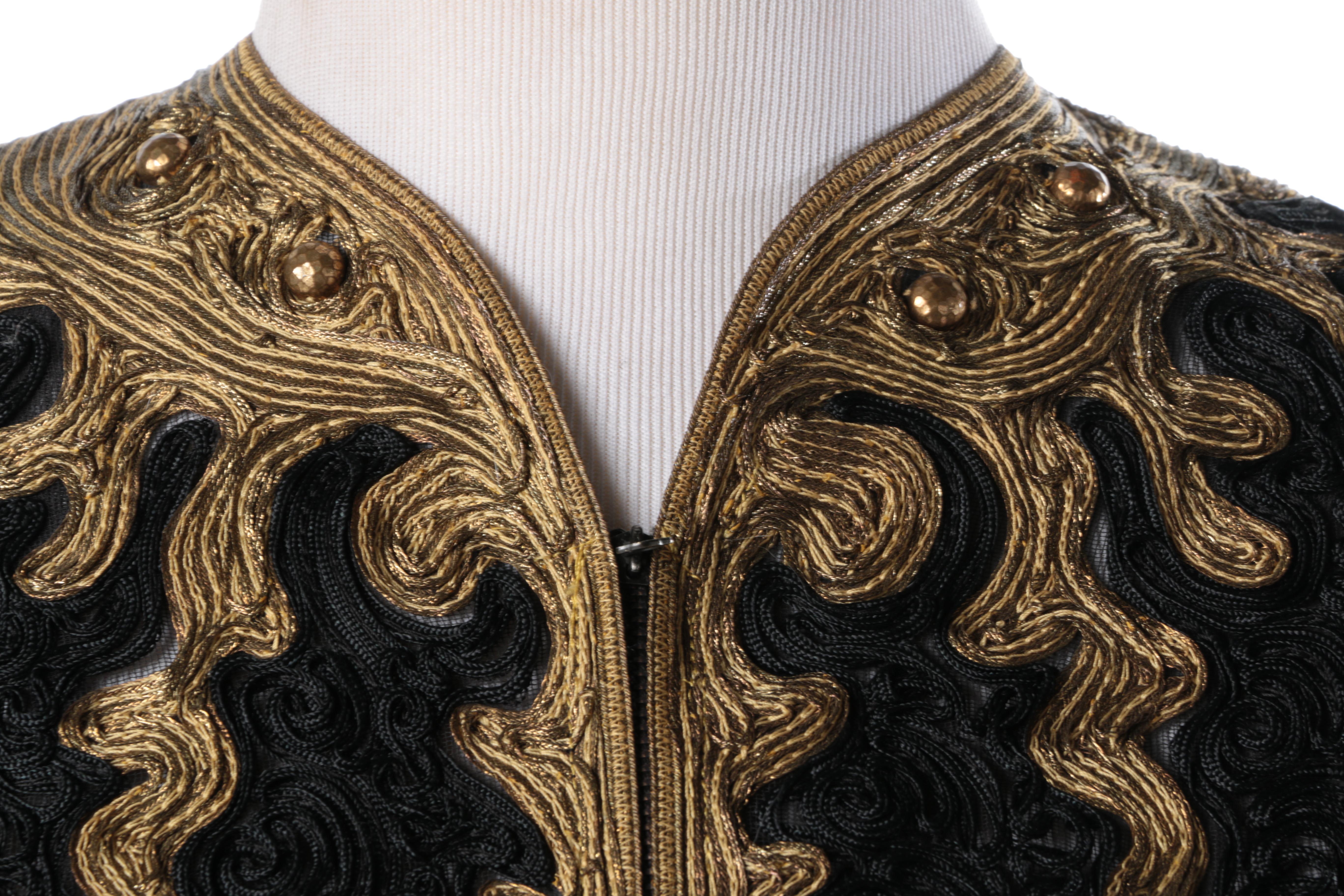 Vintage Black Mesh Zip Ribbon Jacket