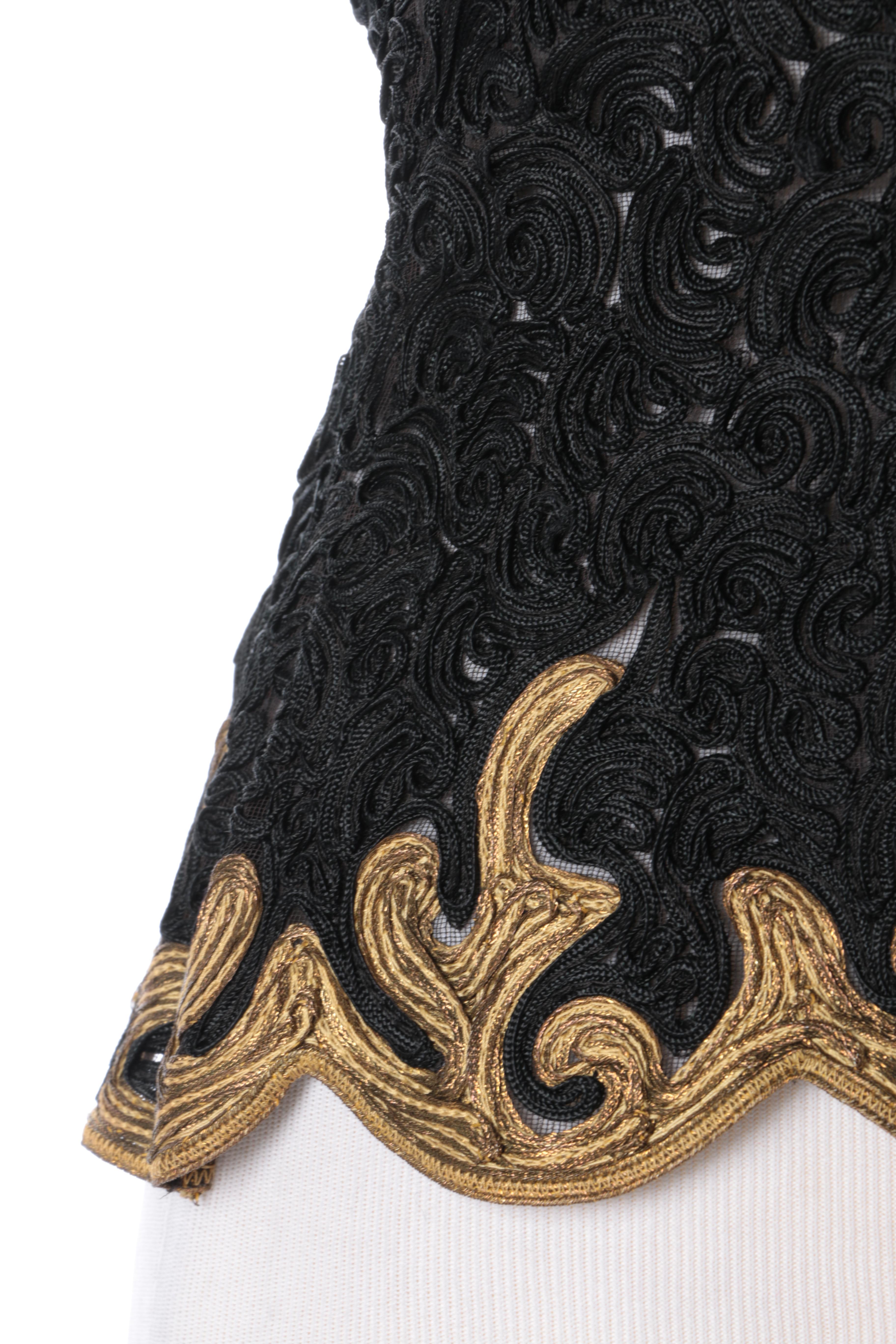 Vintage Black Mesh Zip Ribbon Jacket